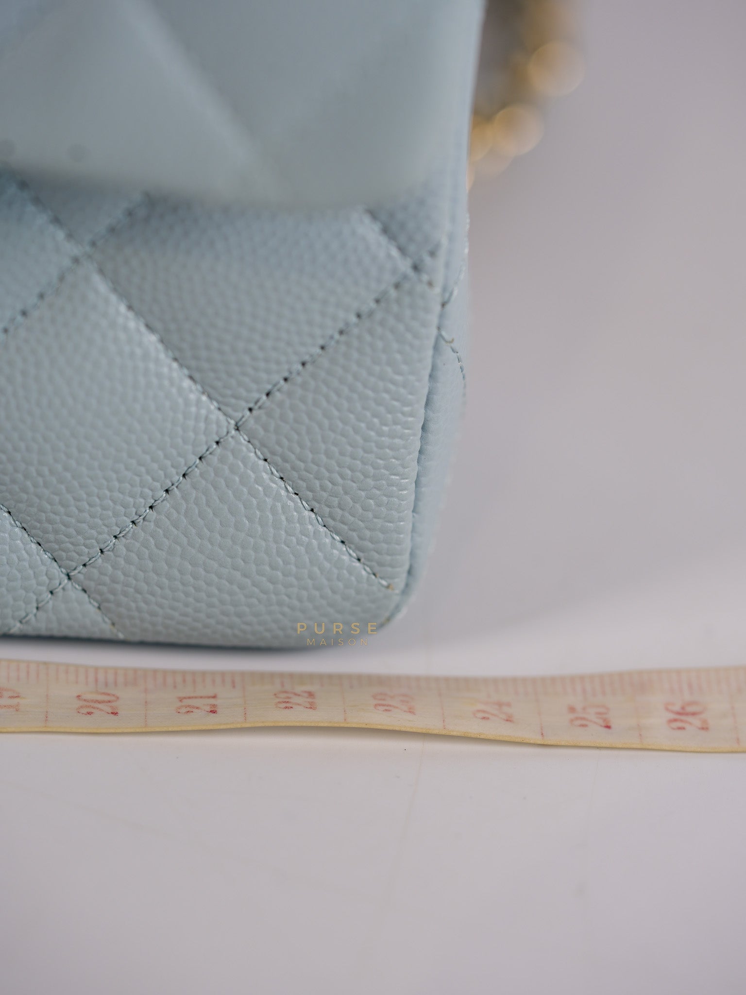 Classic Double Flap Small Baby Blue Caviar Leather in Silver Hardware (Microchip) | Purse Maison Luxury Bags Shop