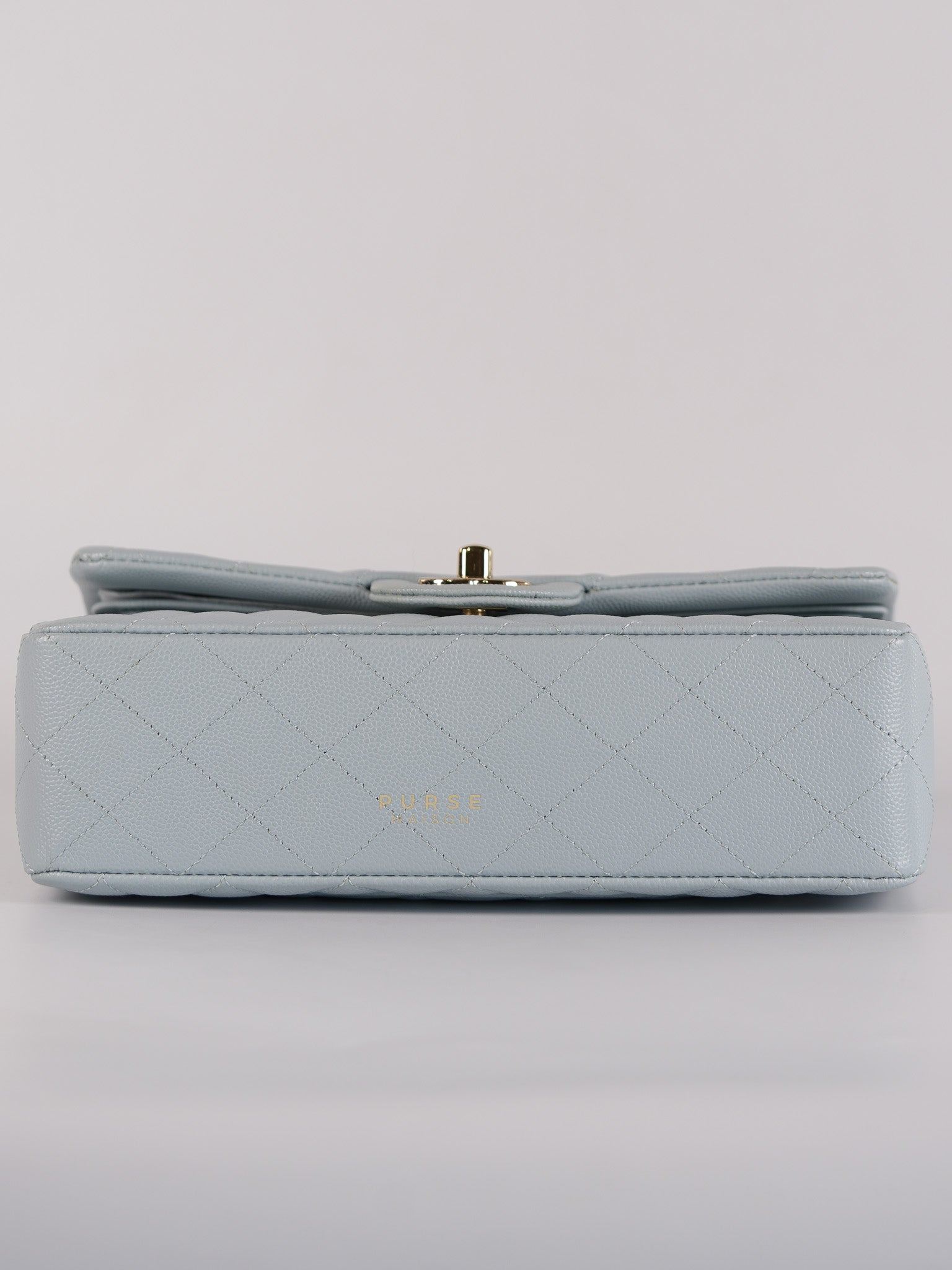 Classic Double Flap Small Baby Blue Caviar Leather in Silver Hardware (Microchip) | Purse Maison Luxury Bags Shop