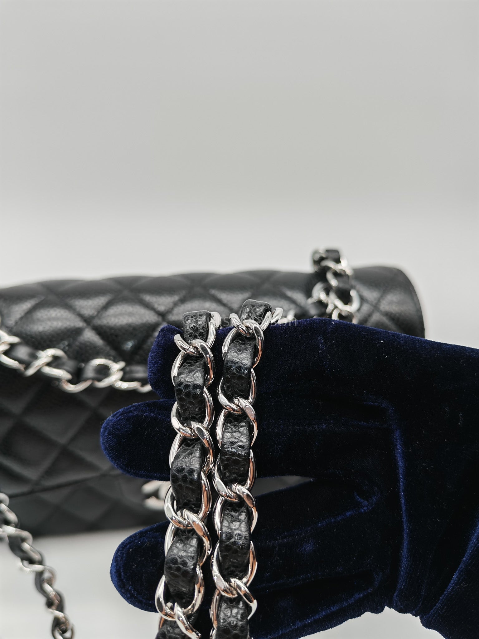 Classic Double Flap Small Black Caviar in Silver Hardware (Microchip) | Purse Maison Luxury Bags Shop