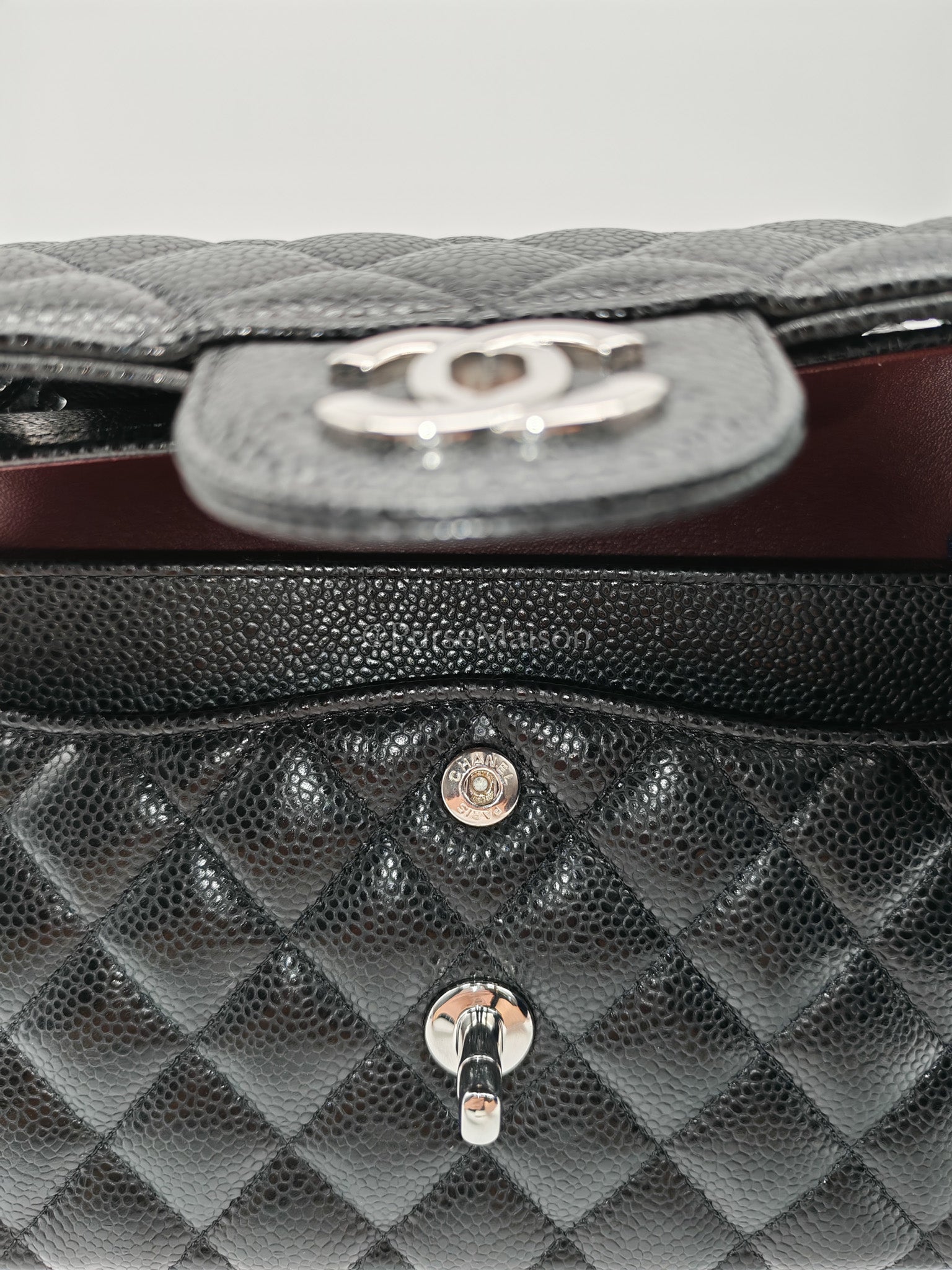 Classic Double Flap Small Black Caviar in Silver Hardware (Microchip) | Purse Maison Luxury Bags Shop