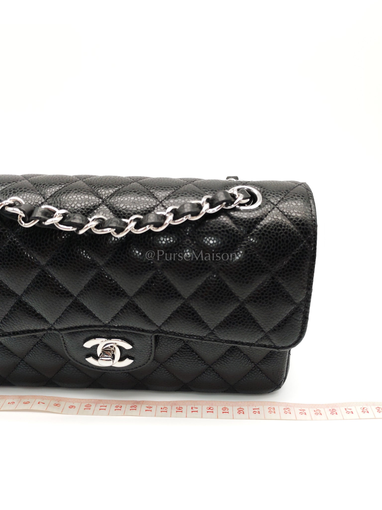 Classic Double Flap Small Black Caviar in Silver Hardware (Microchip) | Purse Maison Luxury Bags Shop