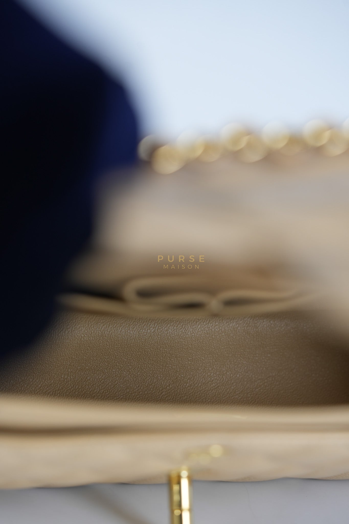 Classic Double Flap Small in Beige Clair Quilted Caviar Leather and Gold Hardware (Microchip) | Purse Maison Luxury Bags Shop