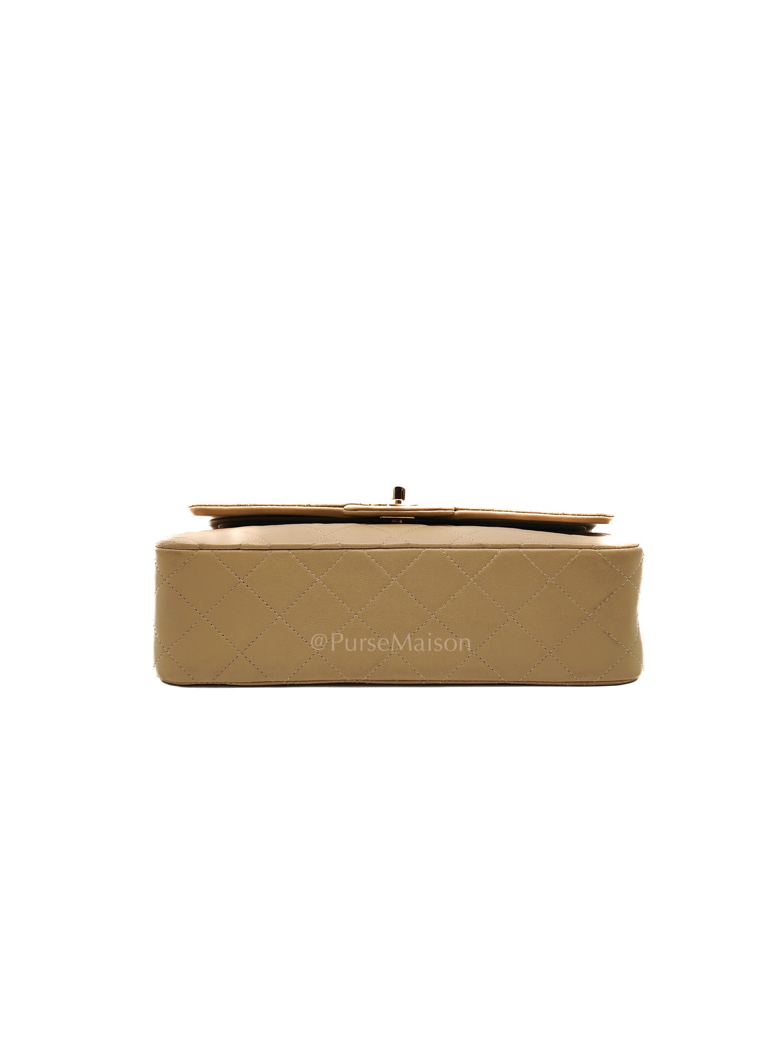 Classic Double Flap Small in Beige Lambskin Leather & Gold Hardware Series 1 | Purse Maison Luxury Bags Shop
