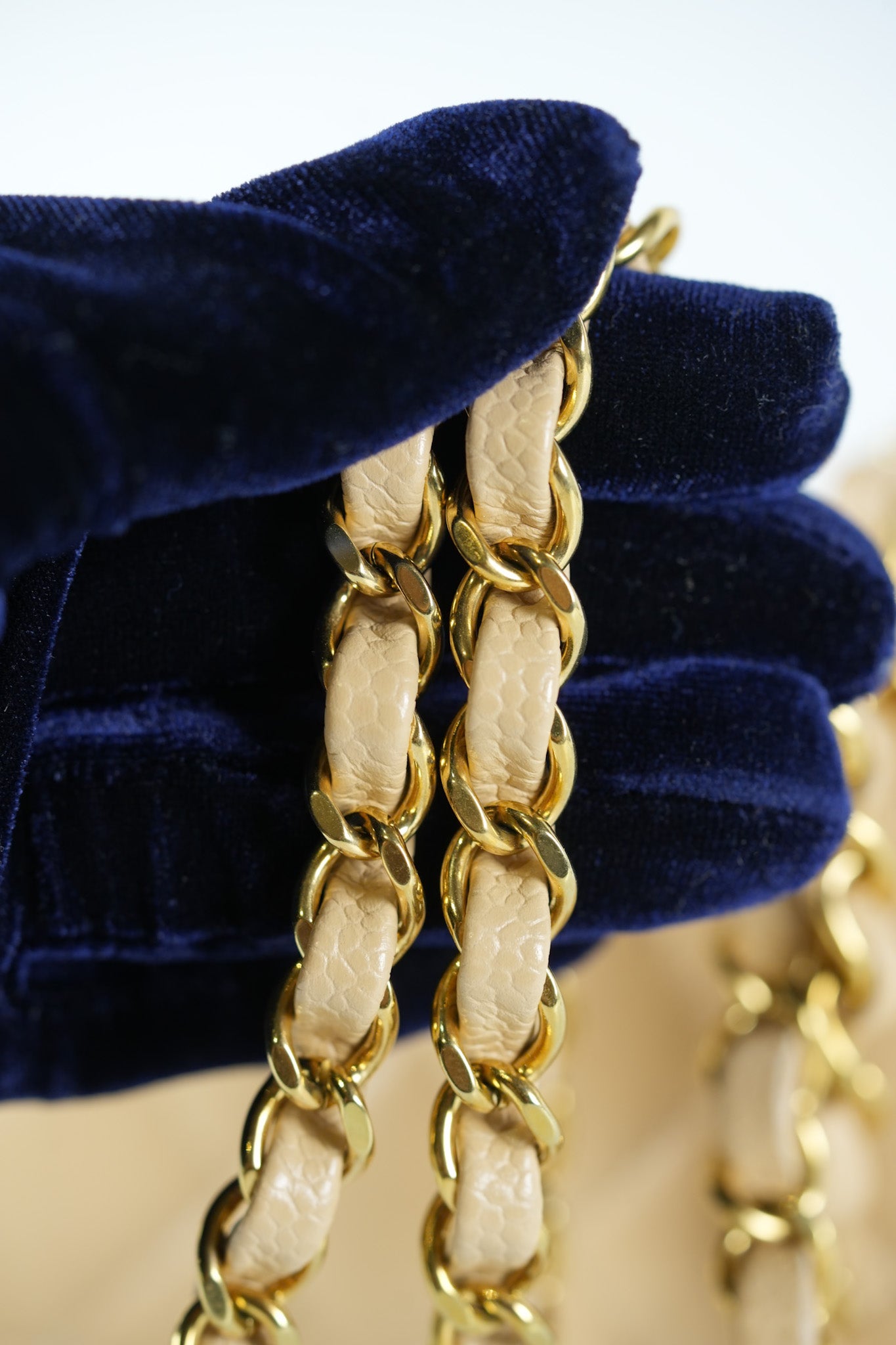 Classic Double Flap Small in Beige Quilted Caviar Leather & Gold Hardware Microchip | Purse Maison Luxury Bags Shop