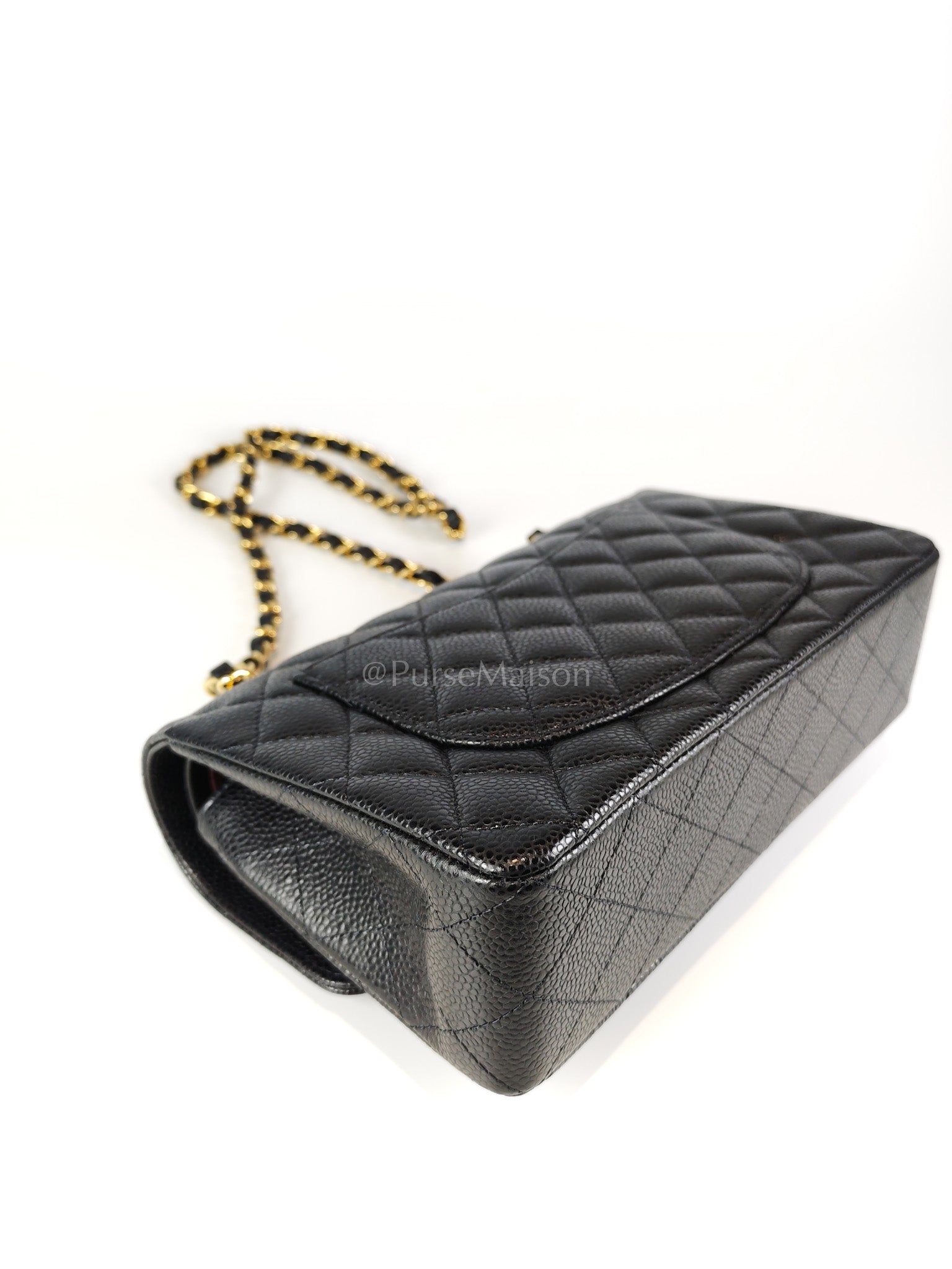 Classic Double Flap Small in Black Caviar Leather and Gold Hardware (Microchip) | Purse Maison Luxury Bags Shop