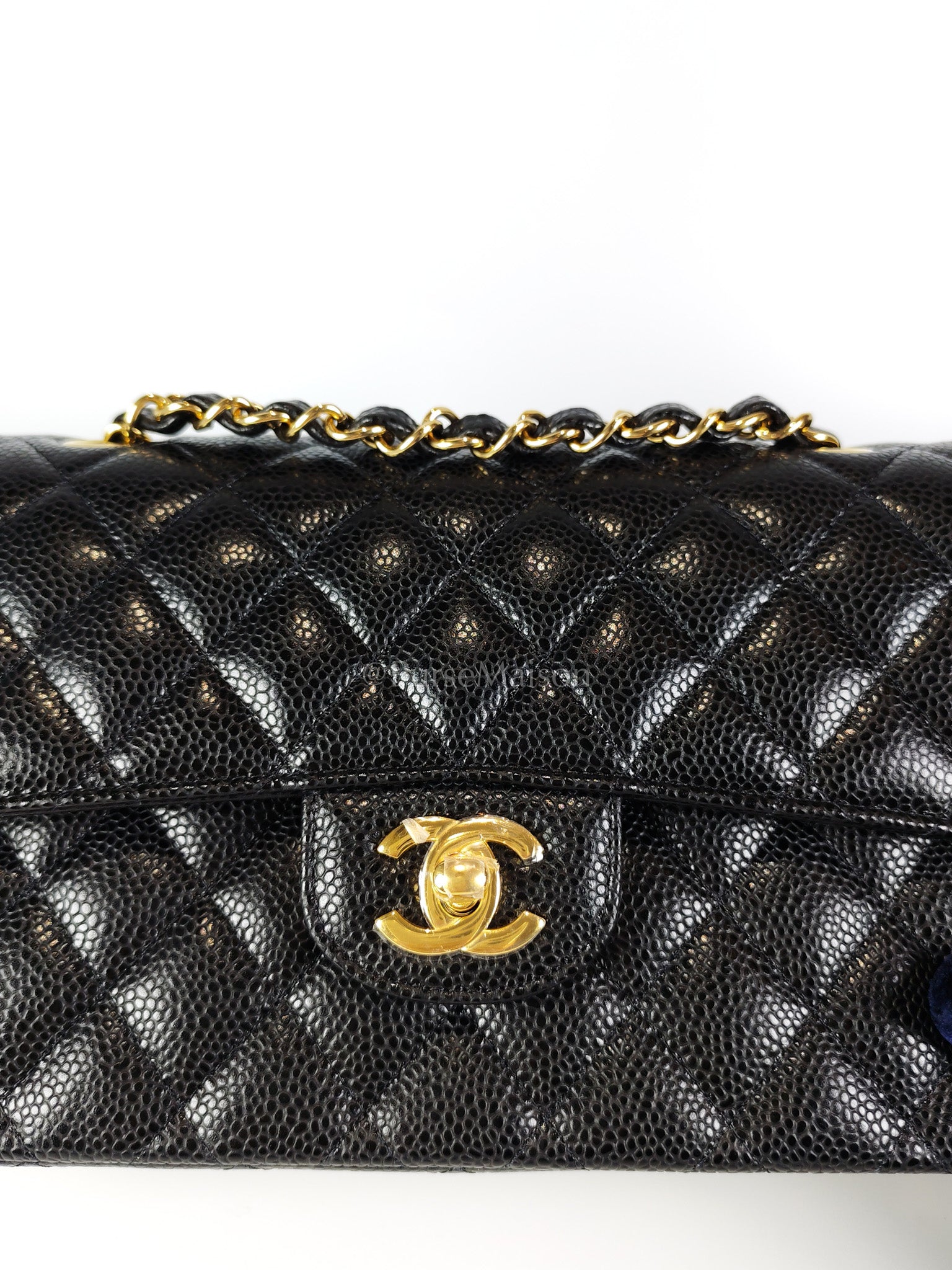Classic Double Flap Small in Black Caviar Leather and Gold Hardware (Microchip) | Purse Maison Luxury Bags Shop