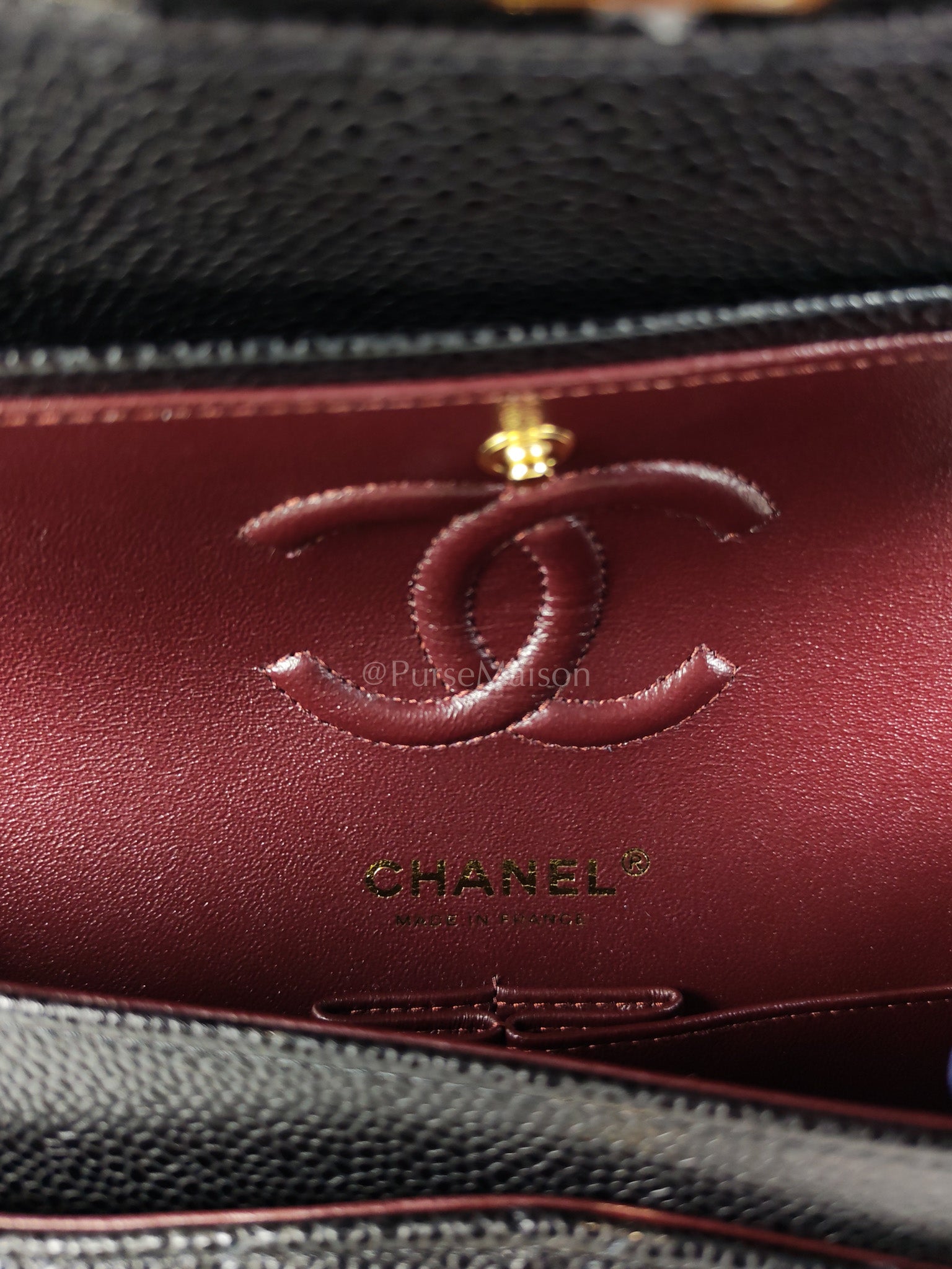 Classic Double Flap Small in Black Caviar Leather and Gold Hardware (Microchip) | Purse Maison Luxury Bags Shop