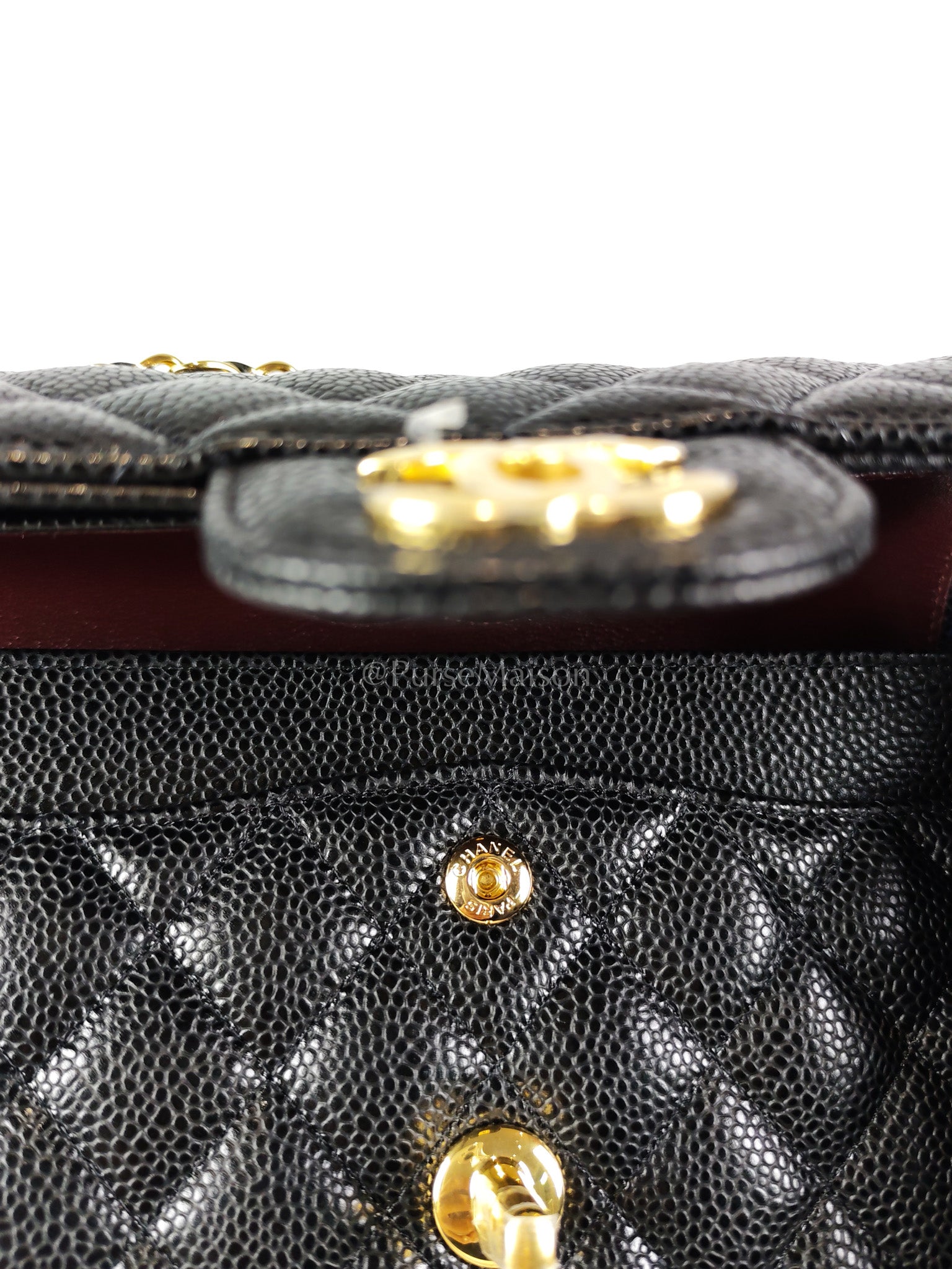 Classic Double Flap Small in Black Caviar Leather and Gold Hardware (Microchip) | Purse Maison Luxury Bags Shop