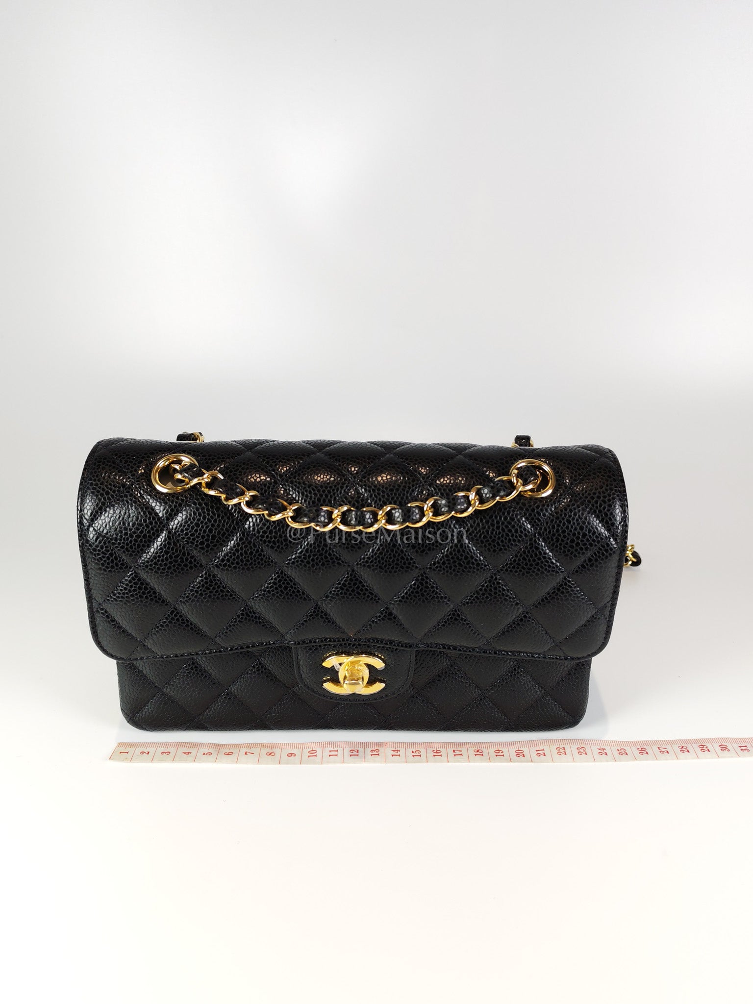 Classic Double Flap Small in Black Caviar Leather and Gold Hardware (Microchip) | Purse Maison Luxury Bags Shop