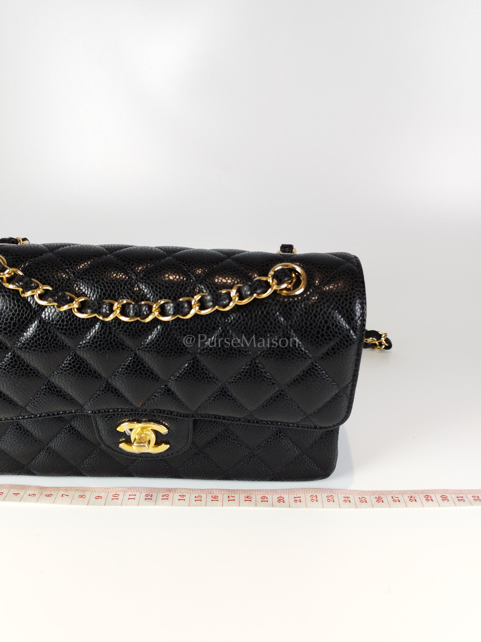 Classic Double Flap Small in Black Caviar Leather and Gold Hardware (Microchip) | Purse Maison Luxury Bags Shop