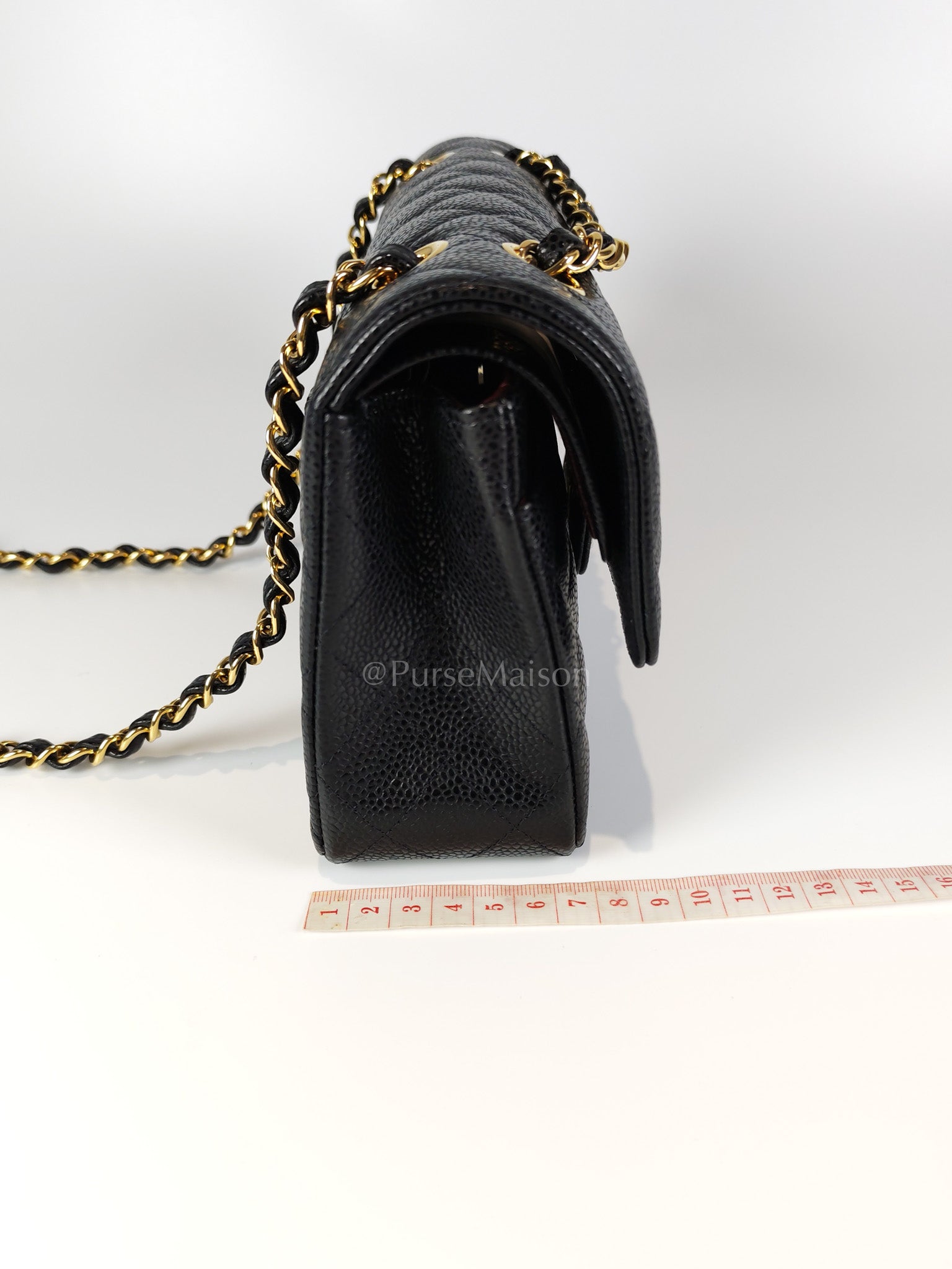 Classic Double Flap Small in Black Caviar Leather and Gold Hardware (Microchip) | Purse Maison Luxury Bags Shop