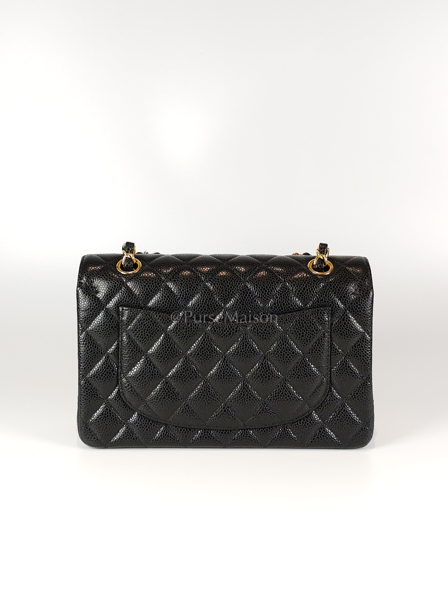 Classic Double Flap Small in Black Caviar Leather and Gold Hardware (Microchip) | Purse Maison Luxury Bags Shop