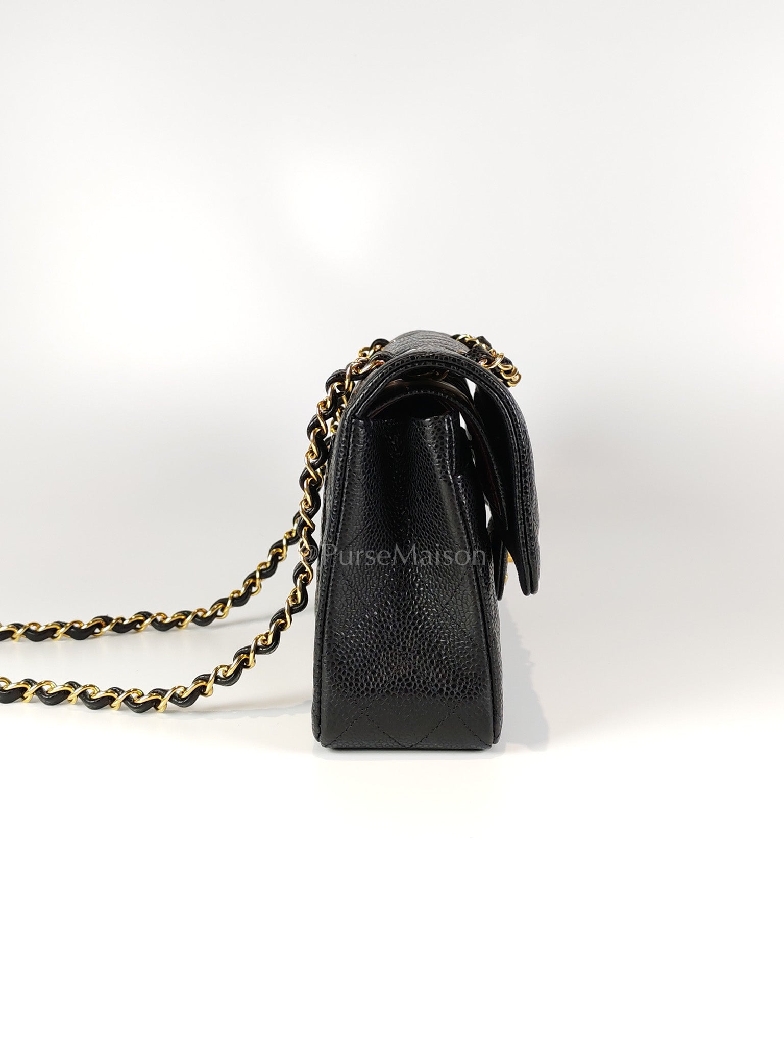 Classic Double Flap Small in Black Caviar Leather and Gold Hardware (Microchip) | Purse Maison Luxury Bags Shop