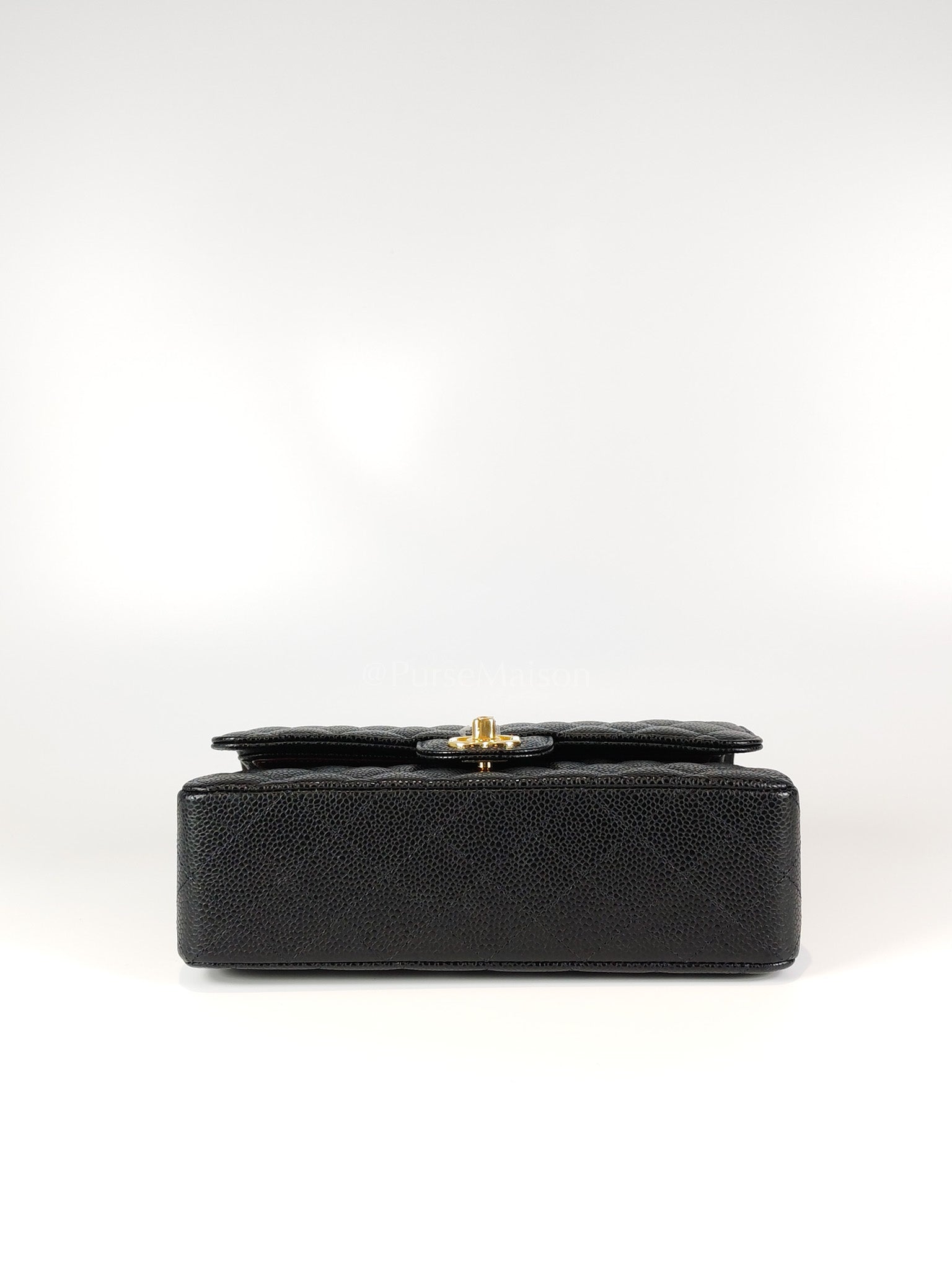 Classic Double Flap Small in Black Caviar Leather and Gold Hardware (Microchip) | Purse Maison Luxury Bags Shop