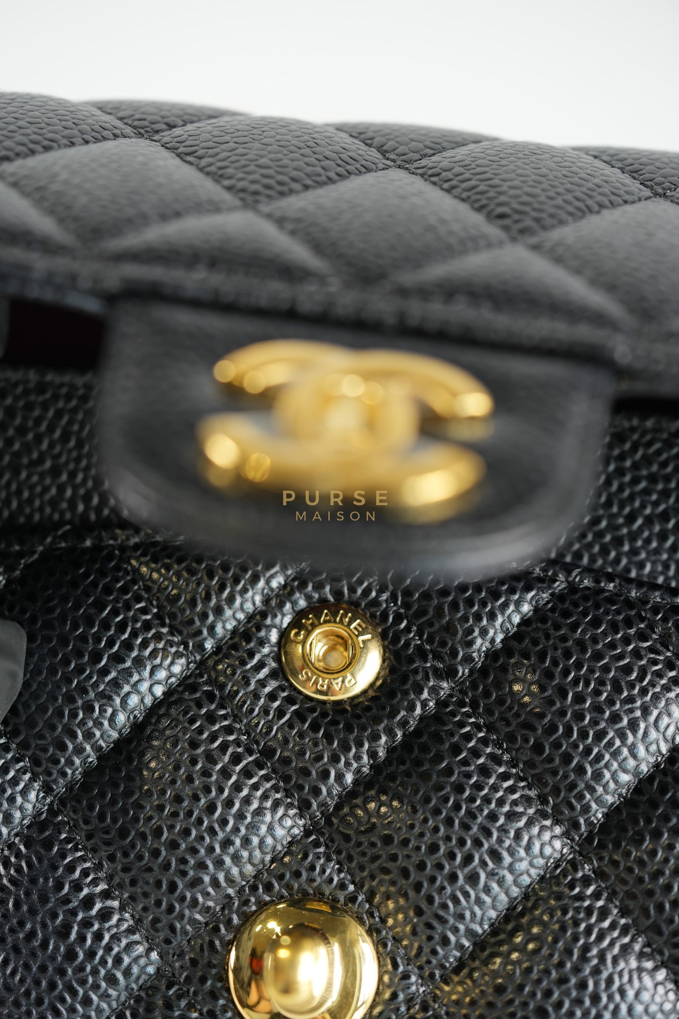 Classic Double Flap Small In Black Caviar Leather and Gold Hardware Series 26 | Purse Maison Luxury Bags Shop