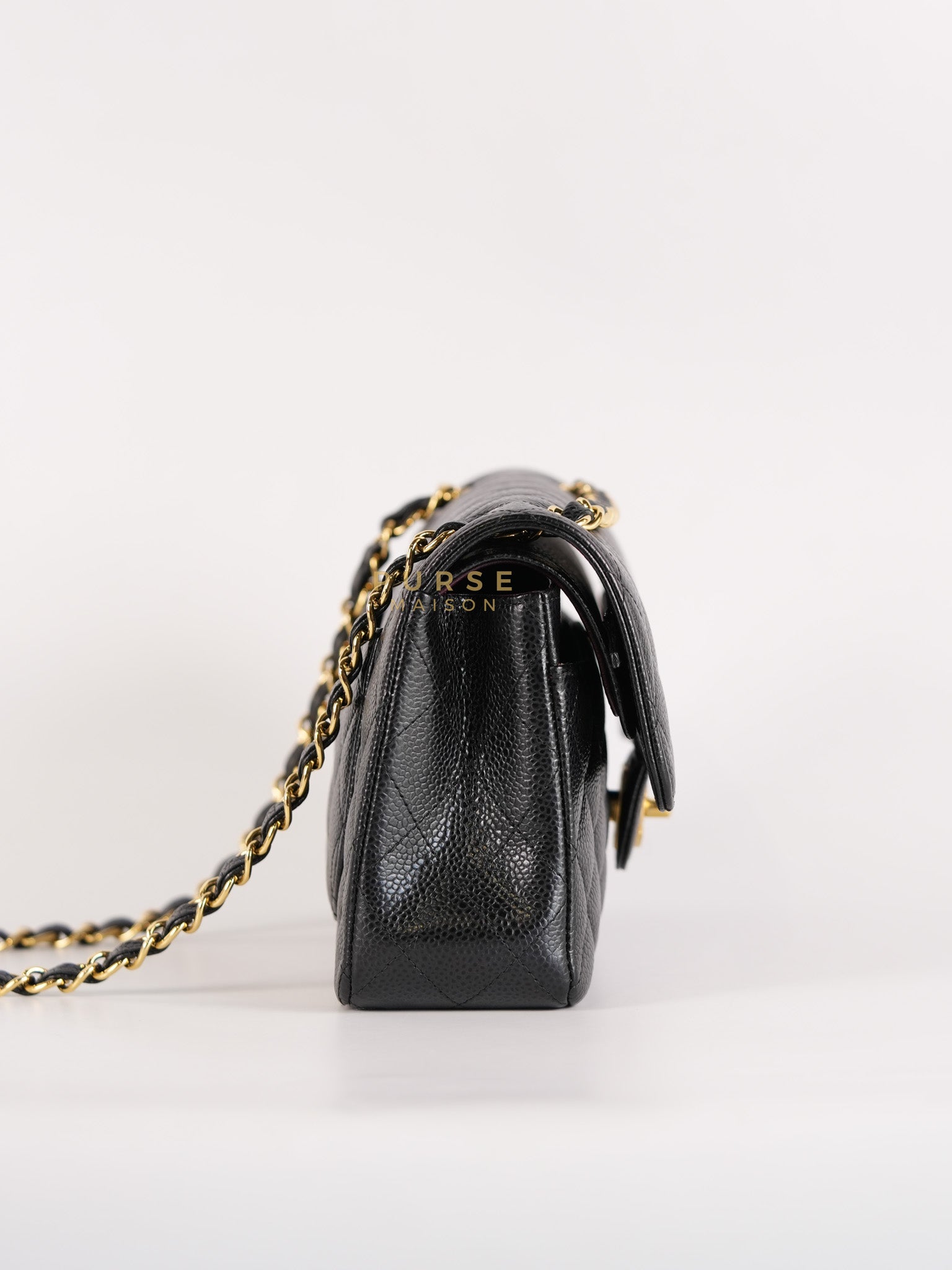 Classic Double Flap Small In Black Caviar Leather and Gold Hardware Series 26 | Purse Maison Luxury Bags Shop