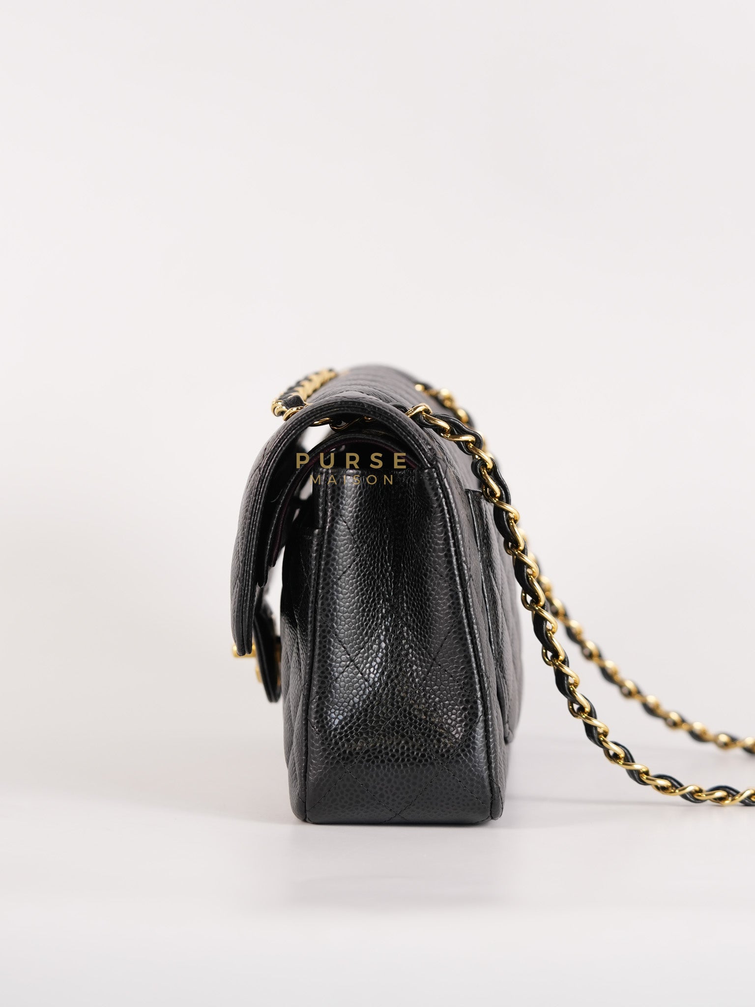 Classic Double Flap Small In Black Caviar Leather and Gold Hardware Series 26 | Purse Maison Luxury Bags Shop