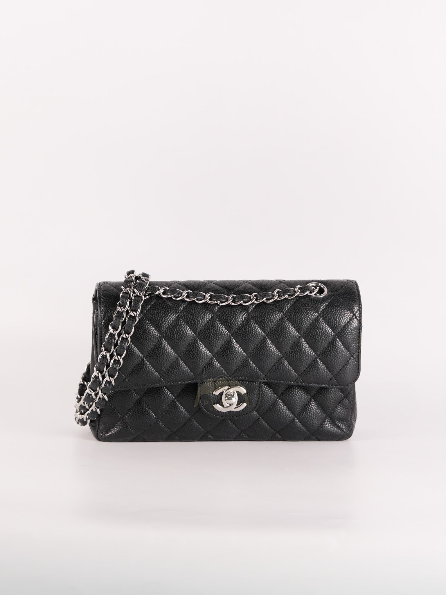 Classic Double Flap Small in Black Caviar Leather and Silver Hardware (Microchip) | Purse Maison Luxury Bags Shop