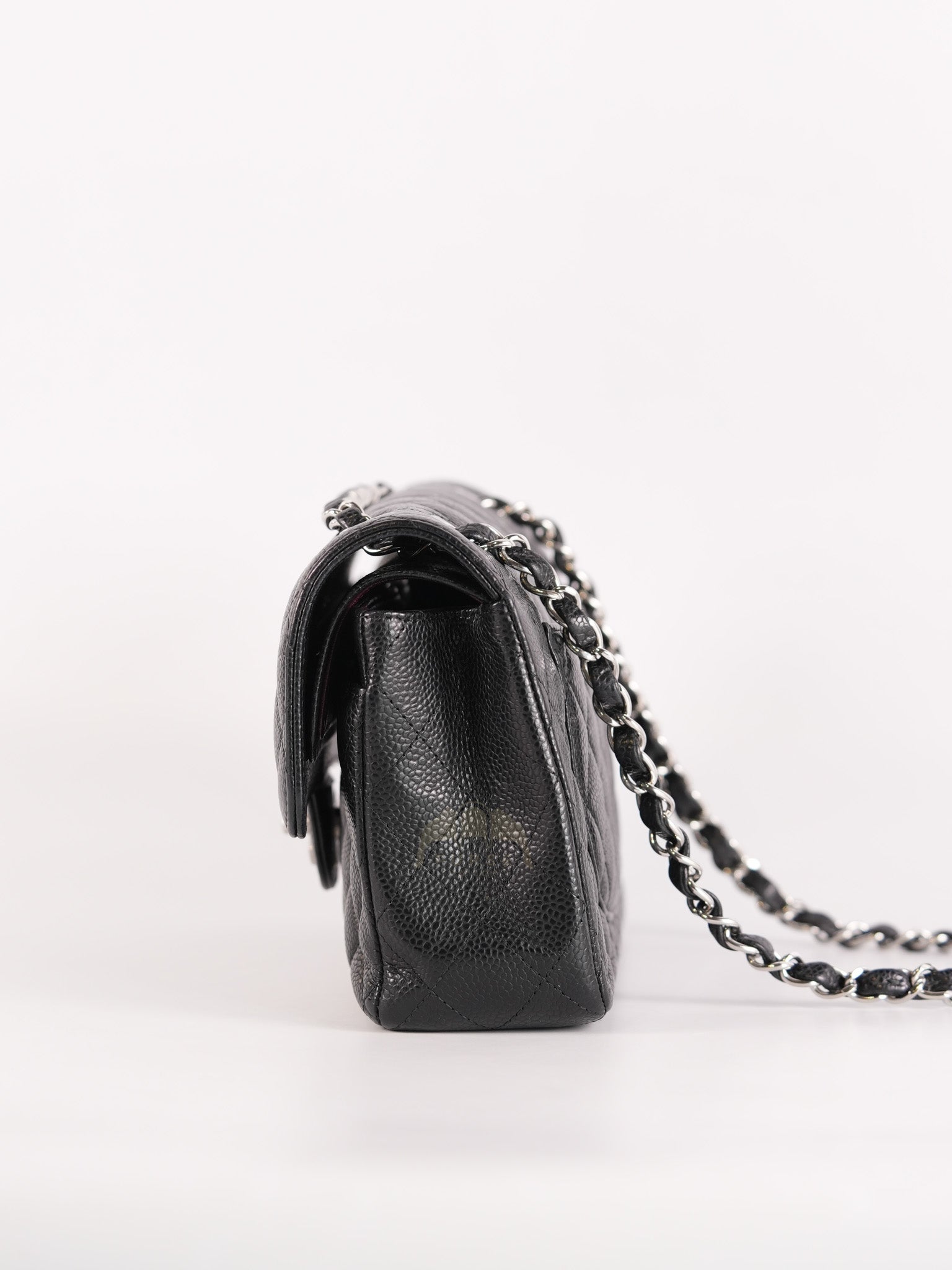 Classic Double Flap Small in Black Caviar Leather and Silver Hardware (Microchip) | Purse Maison Luxury Bags Shop