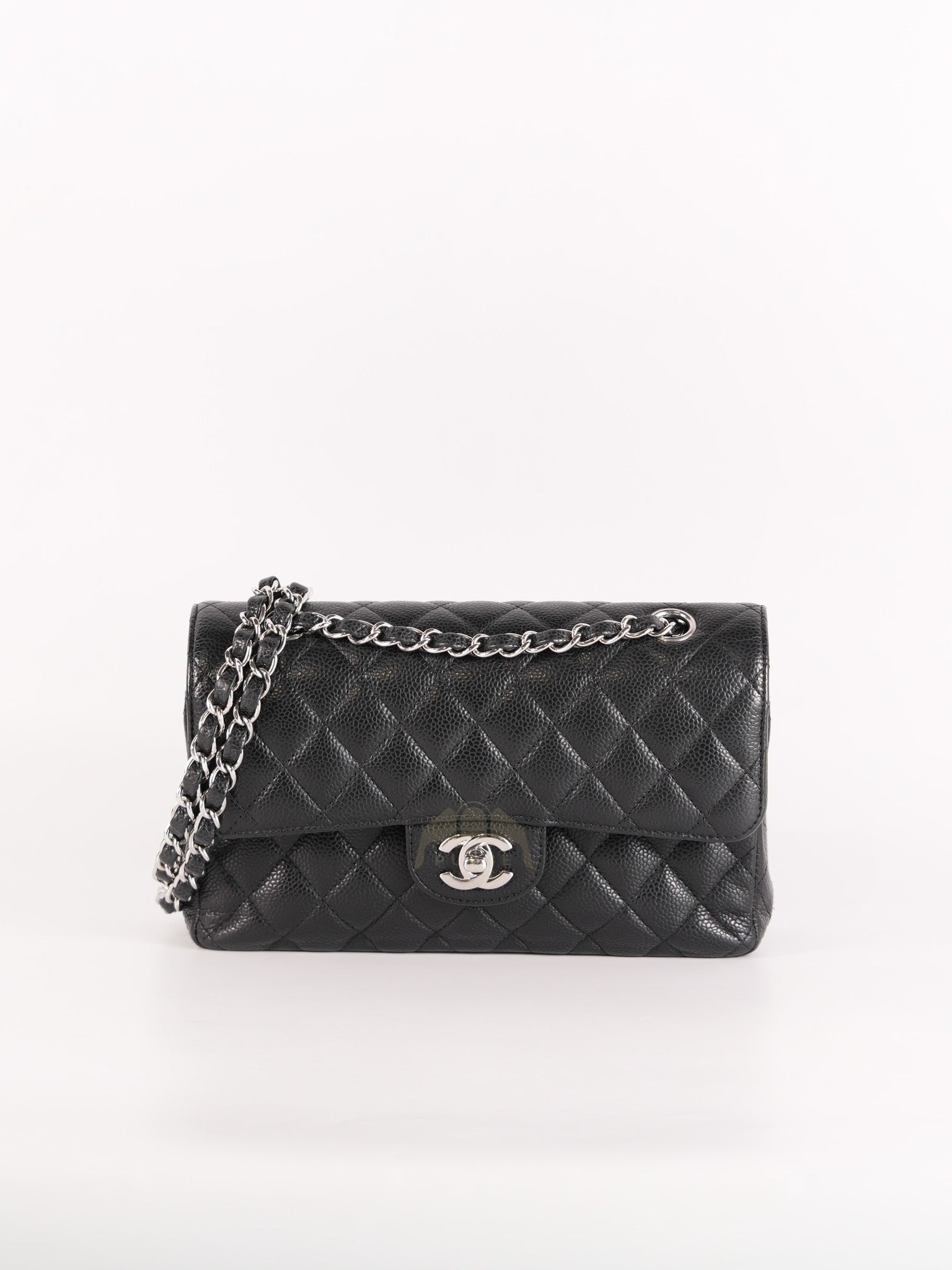 Classic Double Flap Small in Black Caviar Leather and Silver Hardware (Microchip) | Purse Maison Luxury Bags Shop