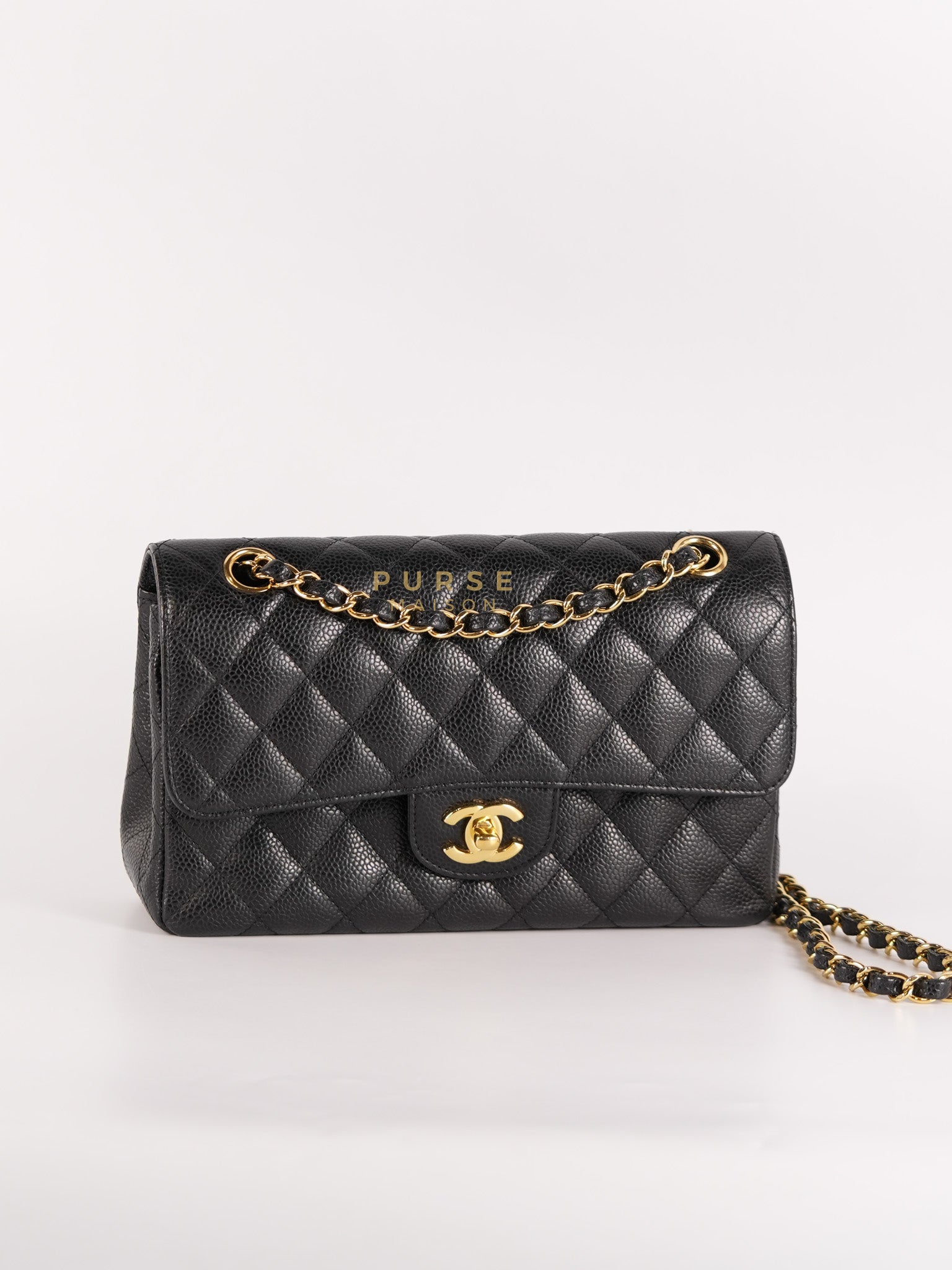 Classic Double Flap Medium in Black Caviar Leather & Gold Hardware Series 20 | Purse Maison Luxury Bags Shop
