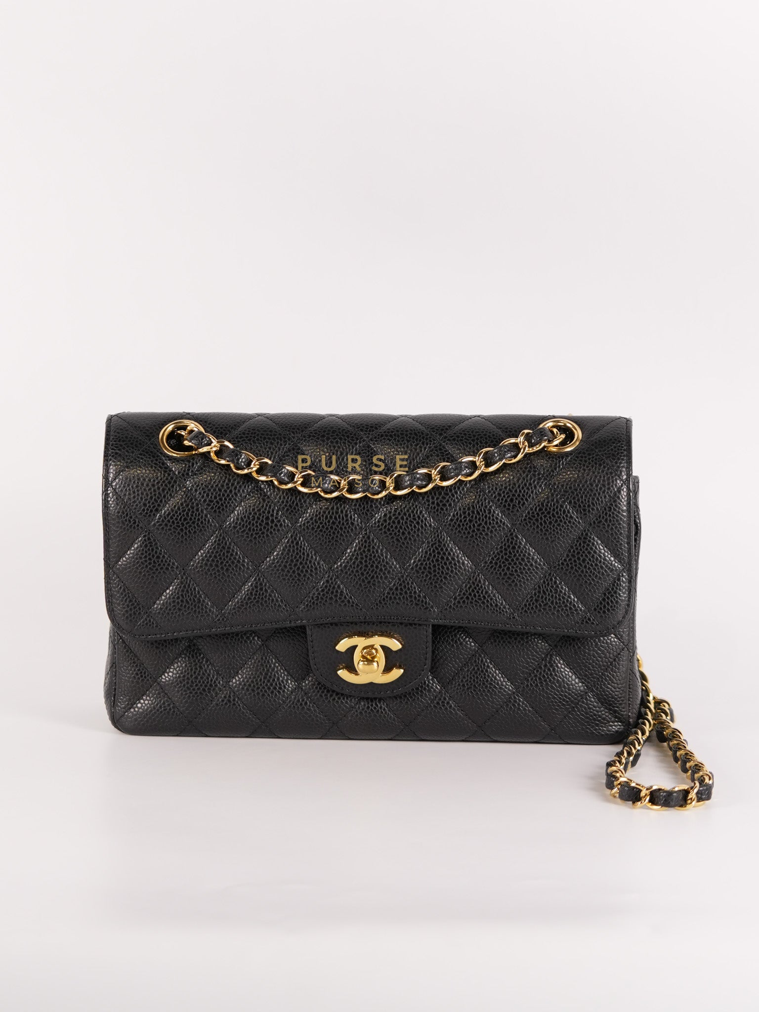 Classic Double Flap Medium in Black Caviar Leather & Gold Hardware Series 20 | Purse Maison Luxury Bags Shop