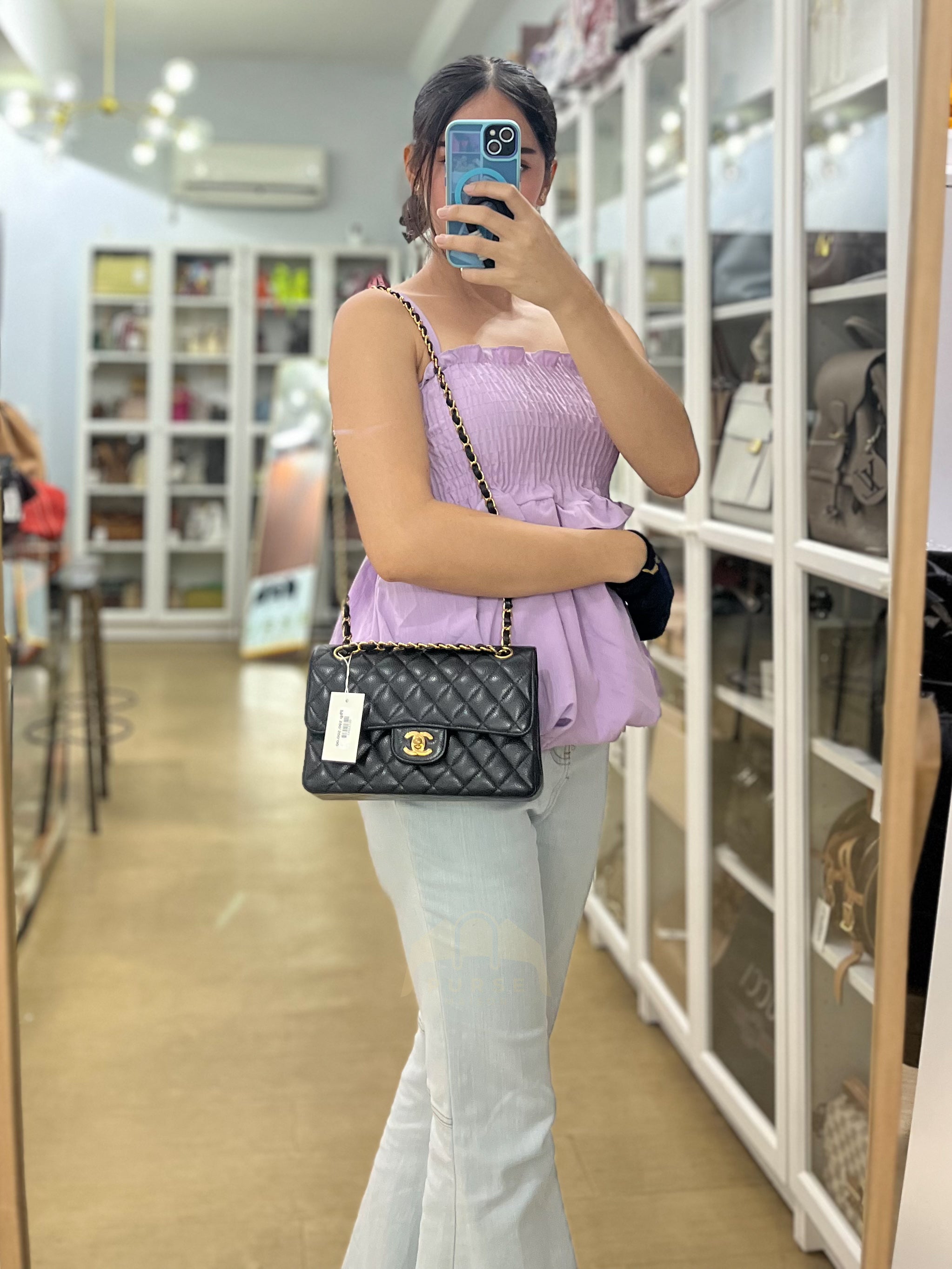 Classic Double Flap Small in Black Caviar Leather & Gold Hardware Series 29 | Purse Maison Luxury Bags Shop