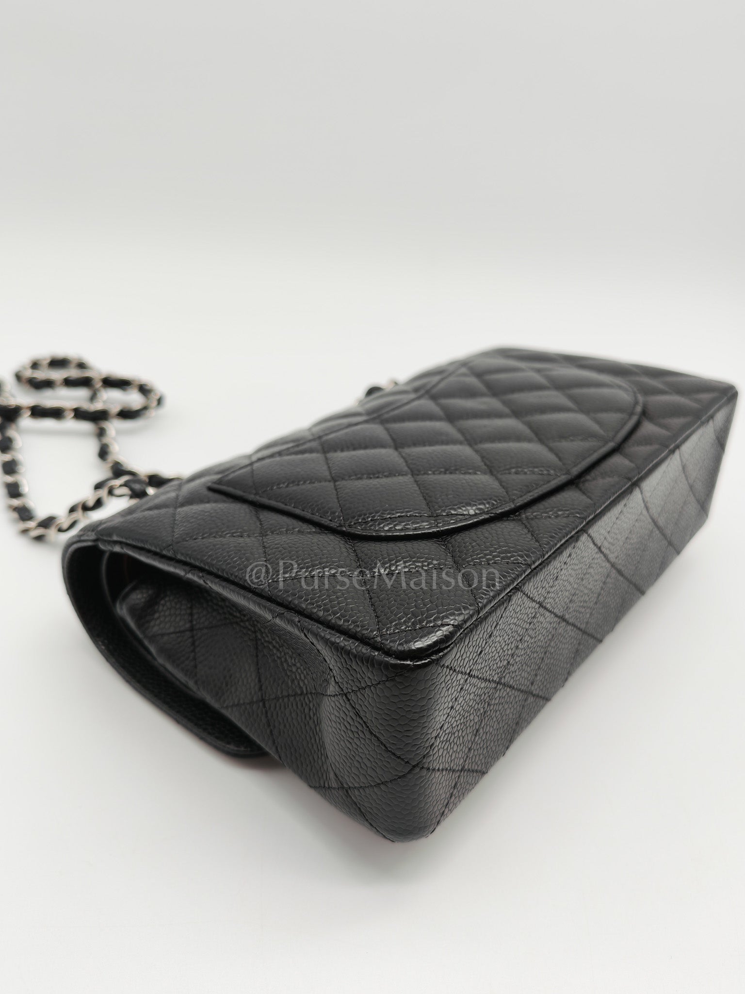 Classic Double Flap Small in Black Caviar Silver Hardware (Microchip) | Purse Maison Luxury Bags Shop