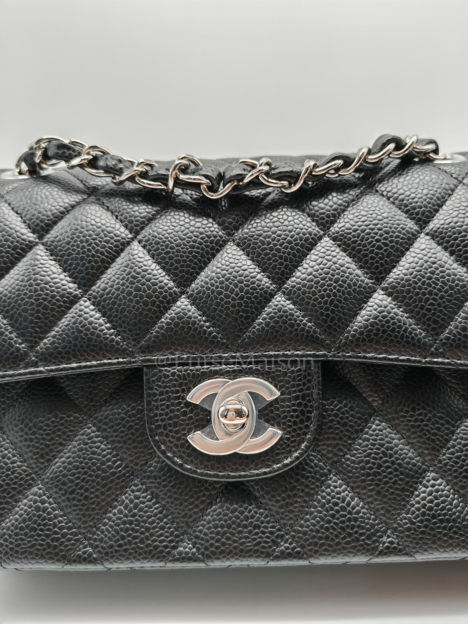 Classic Double Flap Small in Black Caviar Silver Hardware (Microchip) | Purse Maison Luxury Bags Shop