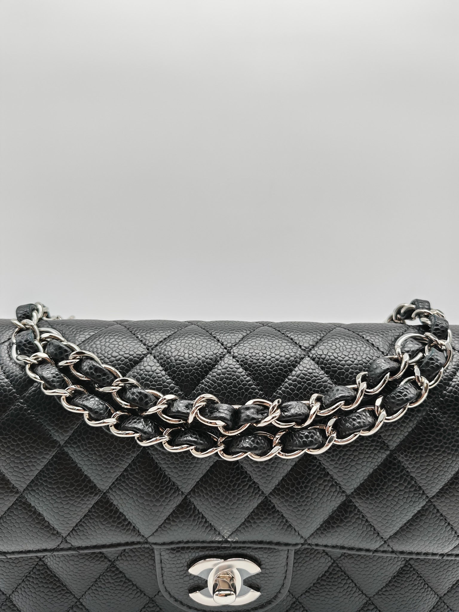 Classic Double Flap Small in Black Caviar Silver Hardware (Microchip) | Purse Maison Luxury Bags Shop