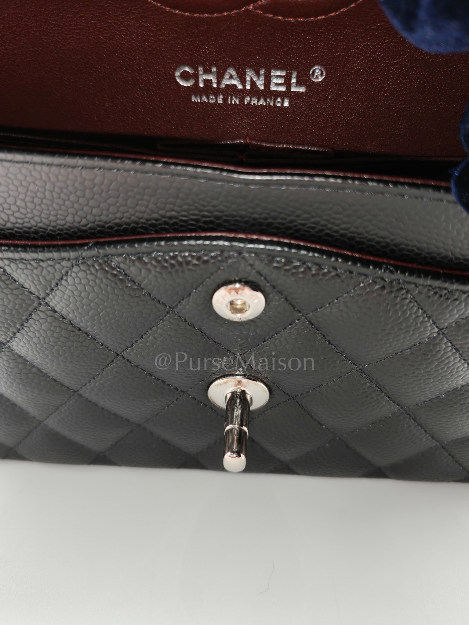 Classic Double Flap Small in Black Caviar Silver Hardware (Microchip) | Purse Maison Luxury Bags Shop