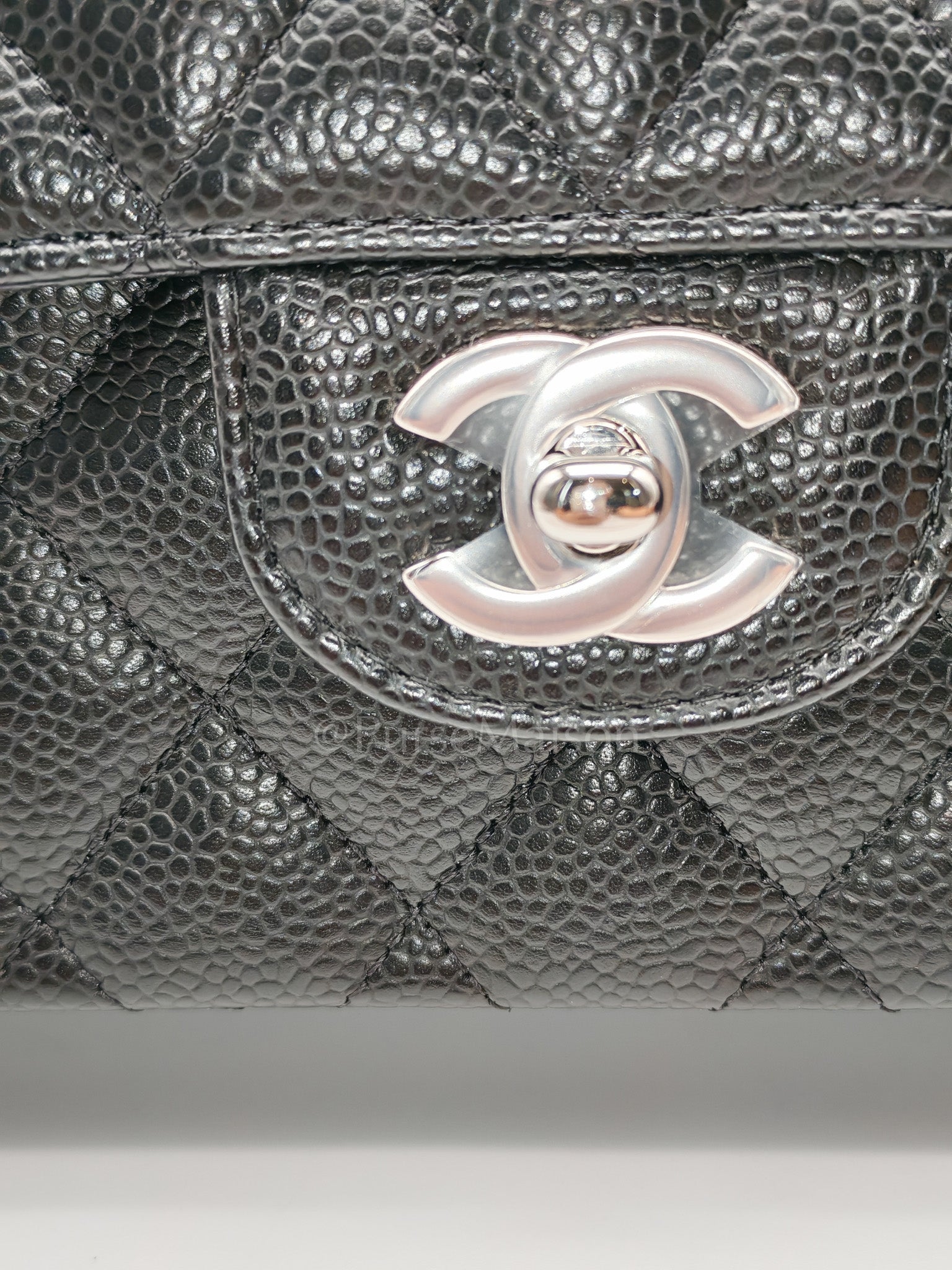 Classic Double Flap Small in Black Caviar Silver Hardware (Microchip) | Purse Maison Luxury Bags Shop