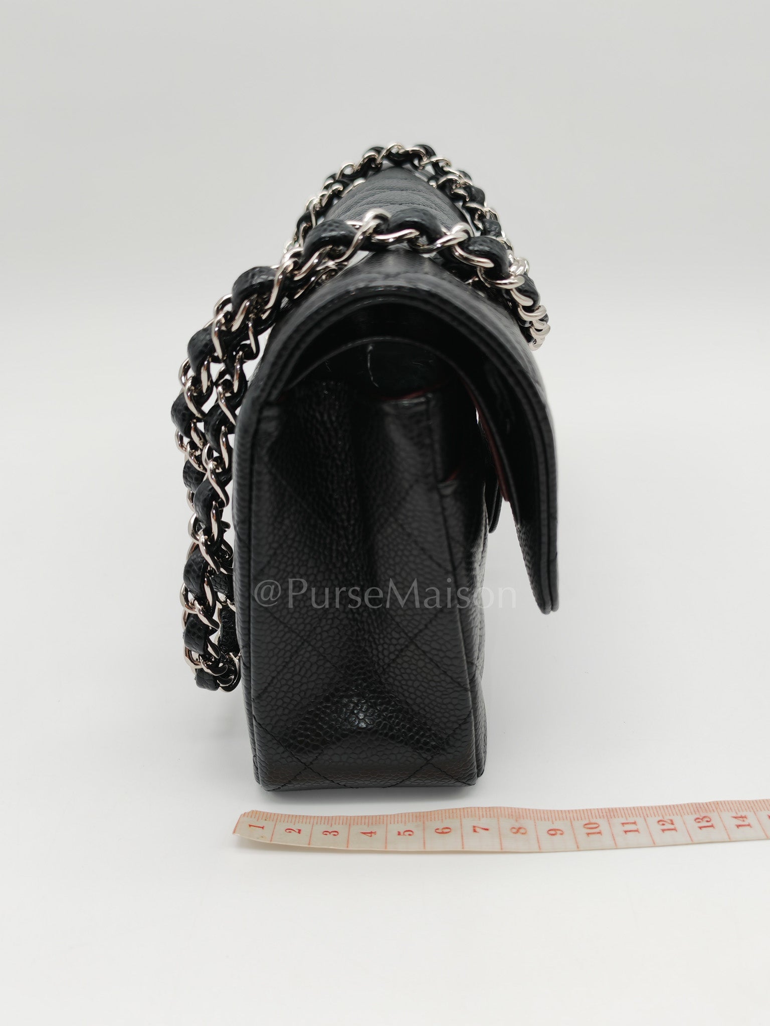 Classic Double Flap Small in Black Caviar Silver Hardware (Microchip) | Purse Maison Luxury Bags Shop