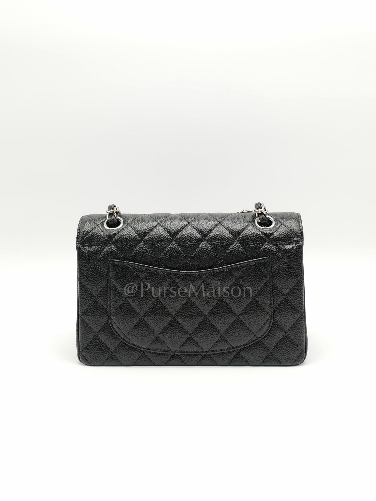 Classic Double Flap Small in Black Caviar Silver Hardware (Microchip) | Purse Maison Luxury Bags Shop