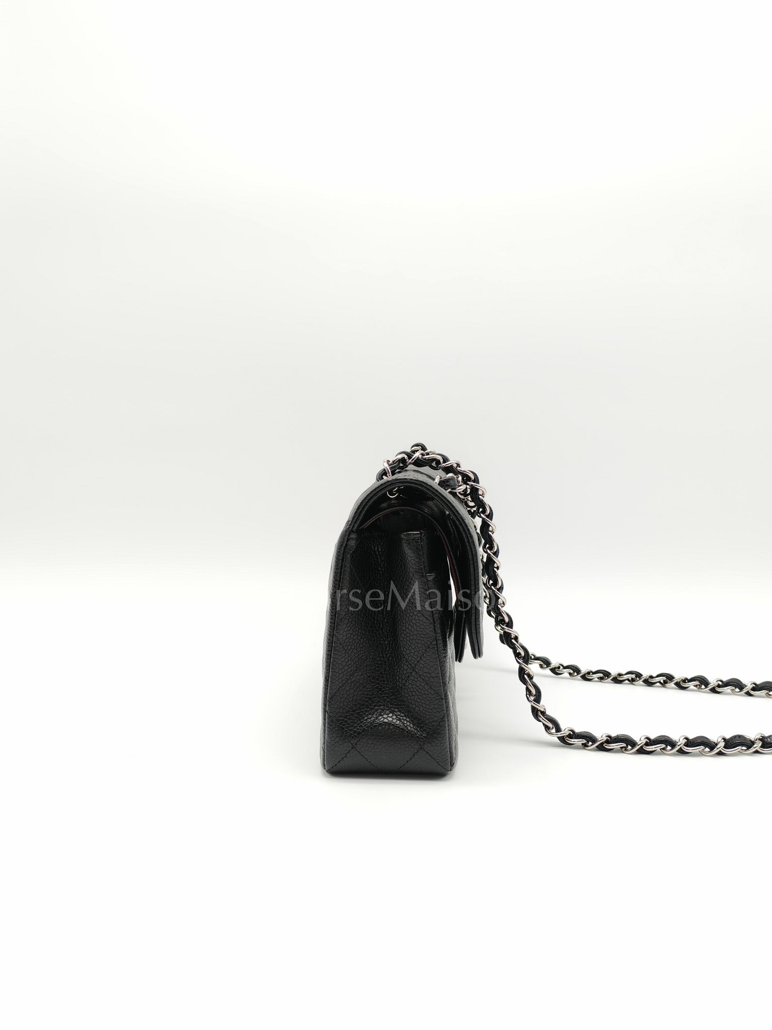 Classic Double Flap Small in Black Caviar Silver Hardware (Microchip) | Purse Maison Luxury Bags Shop