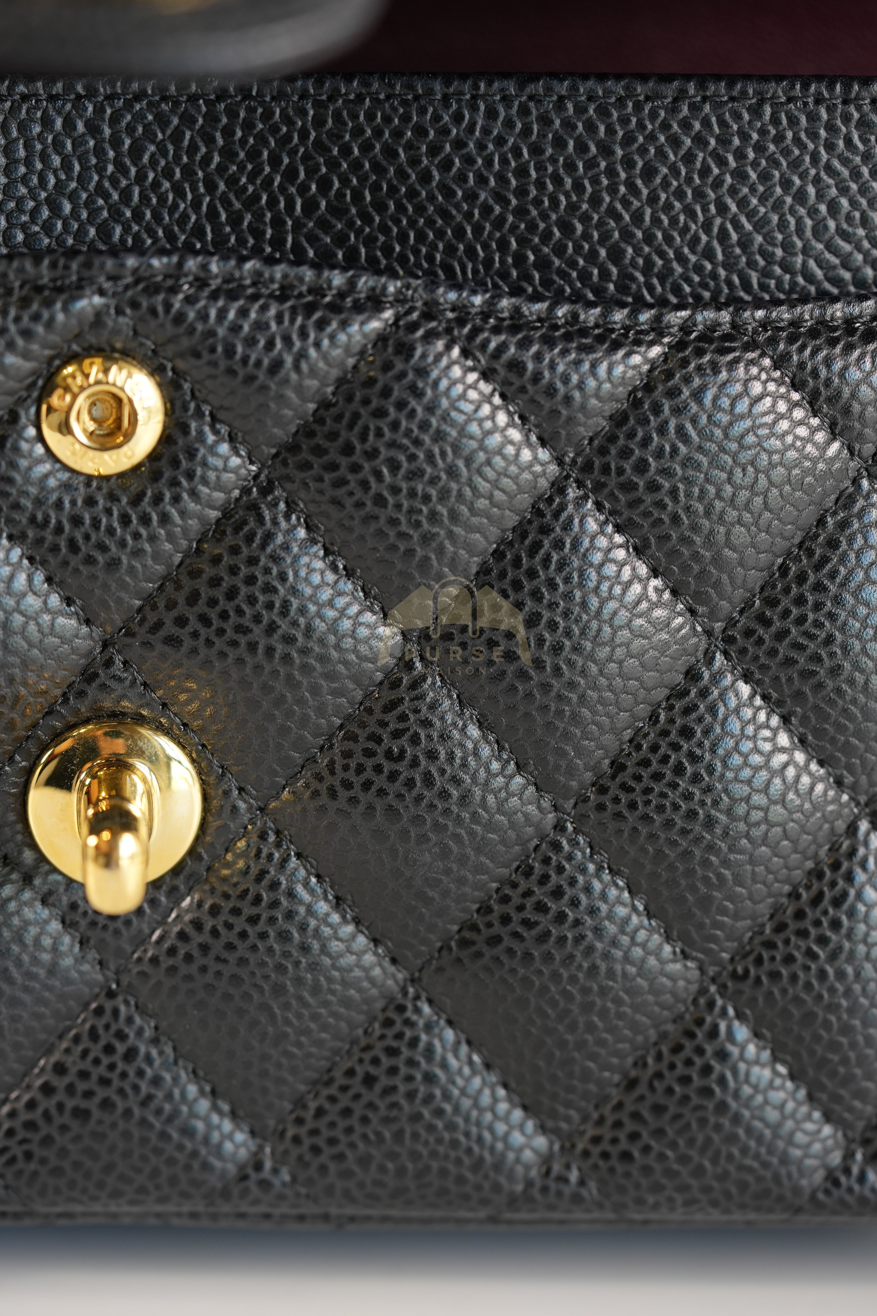 Classic Double Flap Small in Black Quilted Caviar Leather and Gold Hardware Series 28 | Purse Maison Luxury Bags Shop
