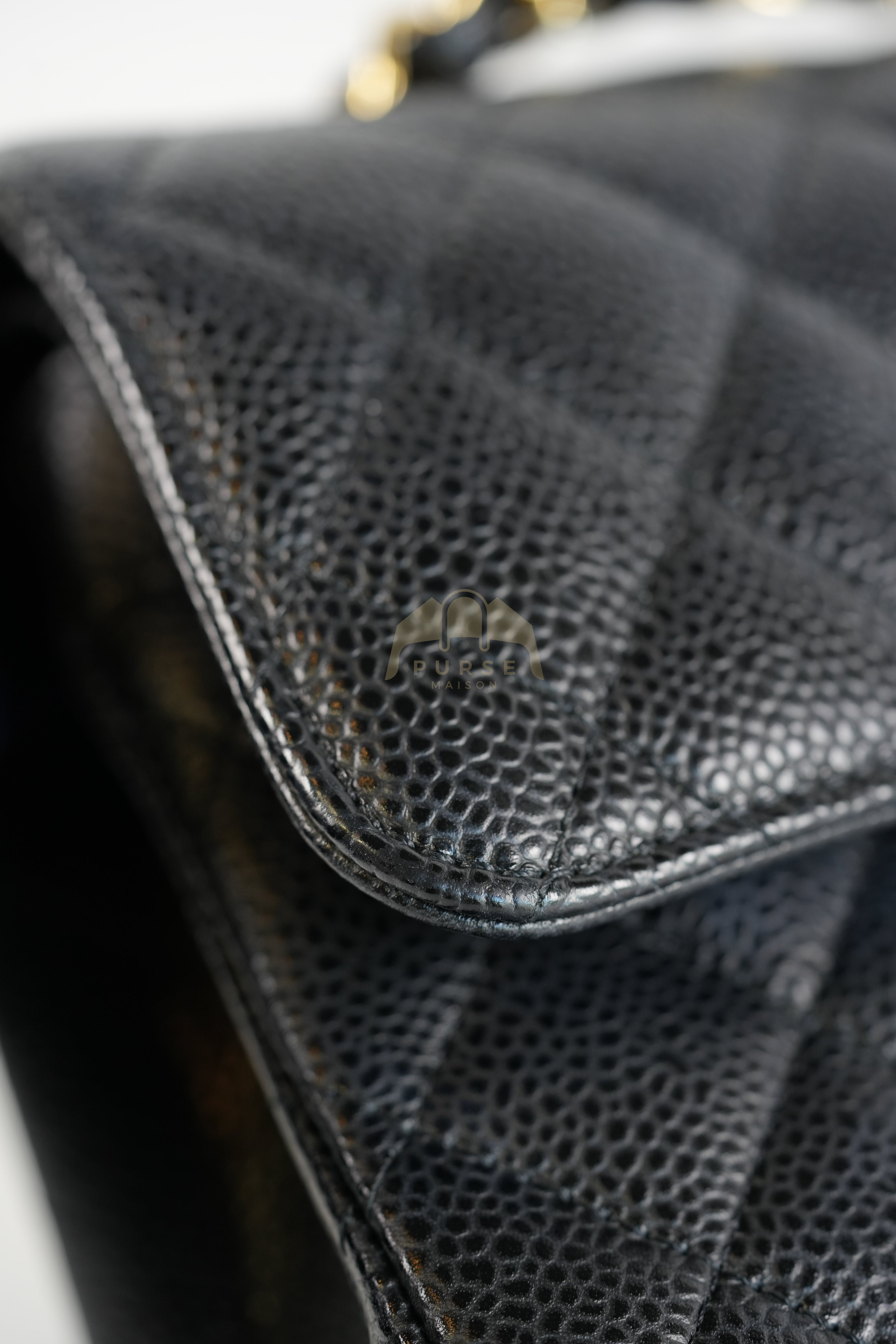 Classic Double Flap Small in Black Quilted Caviar Leather and Gold Hardware Series 28 | Purse Maison Luxury Bags Shop