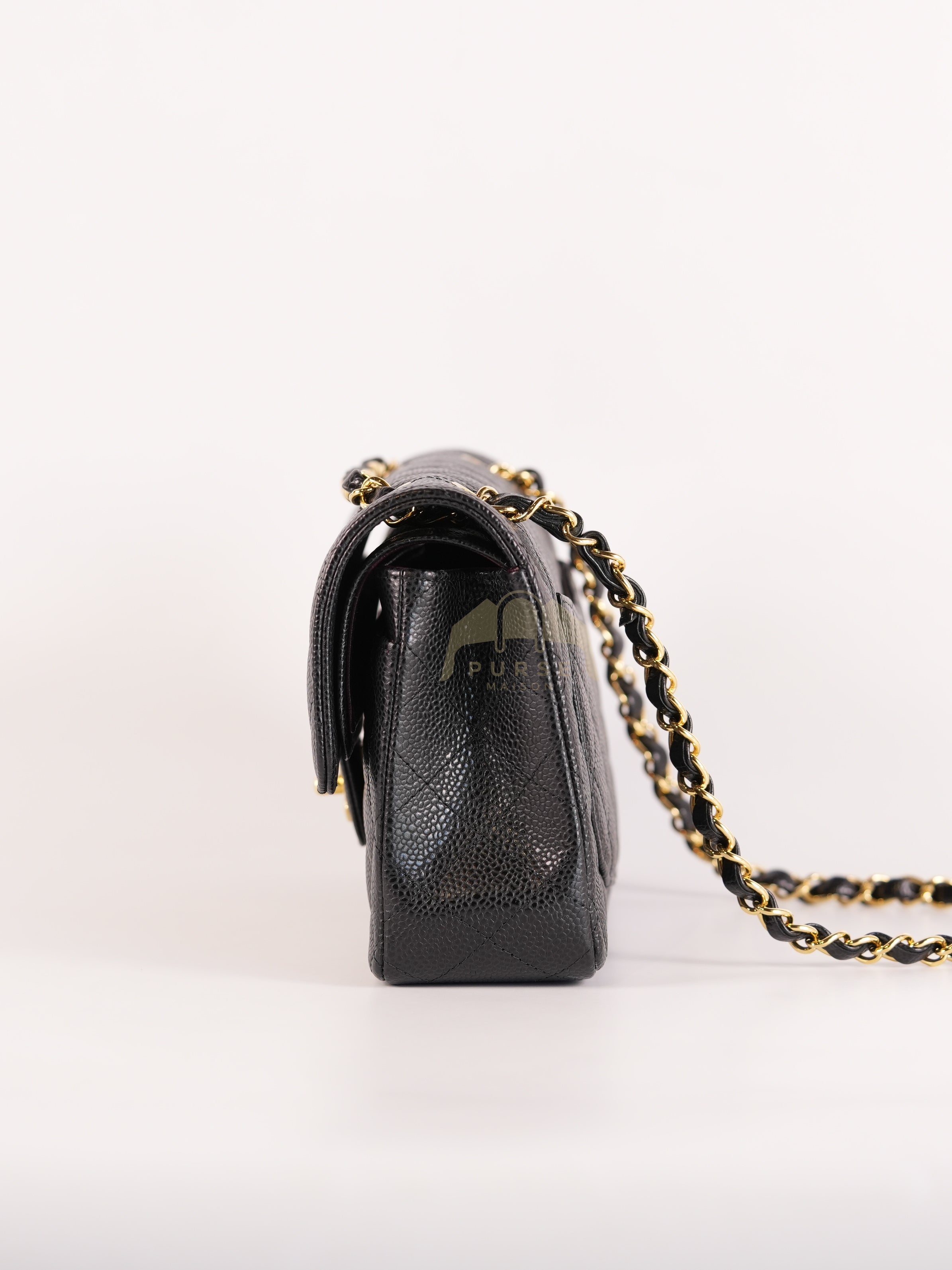 Classic Double Flap Small in Black Quilted Caviar Leather and Gold Hardware Series 28 | Purse Maison Luxury Bags Shop