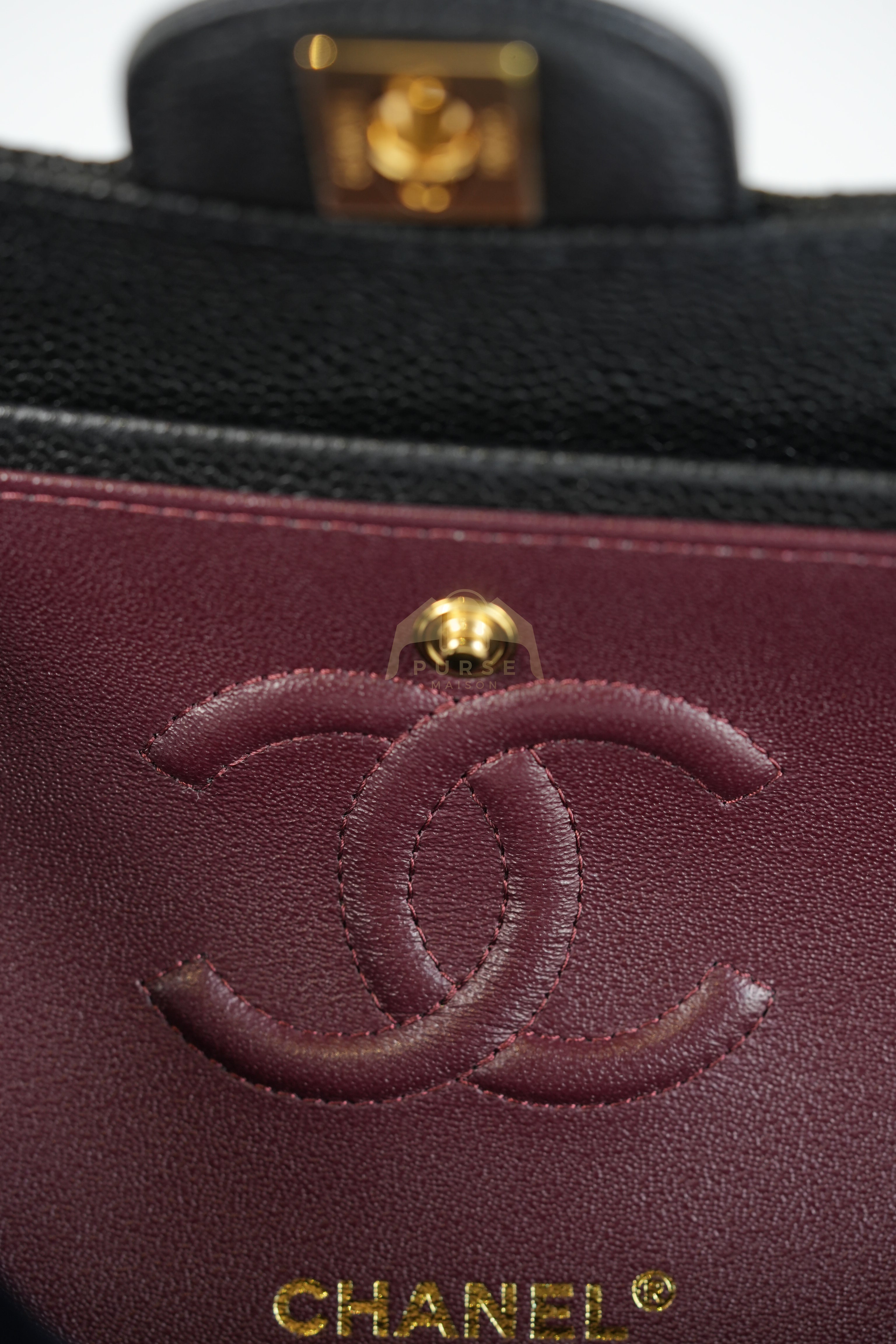 Classic Double Flap Small in Black Quilted Caviar Leather and Gold Hardware Series 29 | Purse Maison Luxury Bags Shop