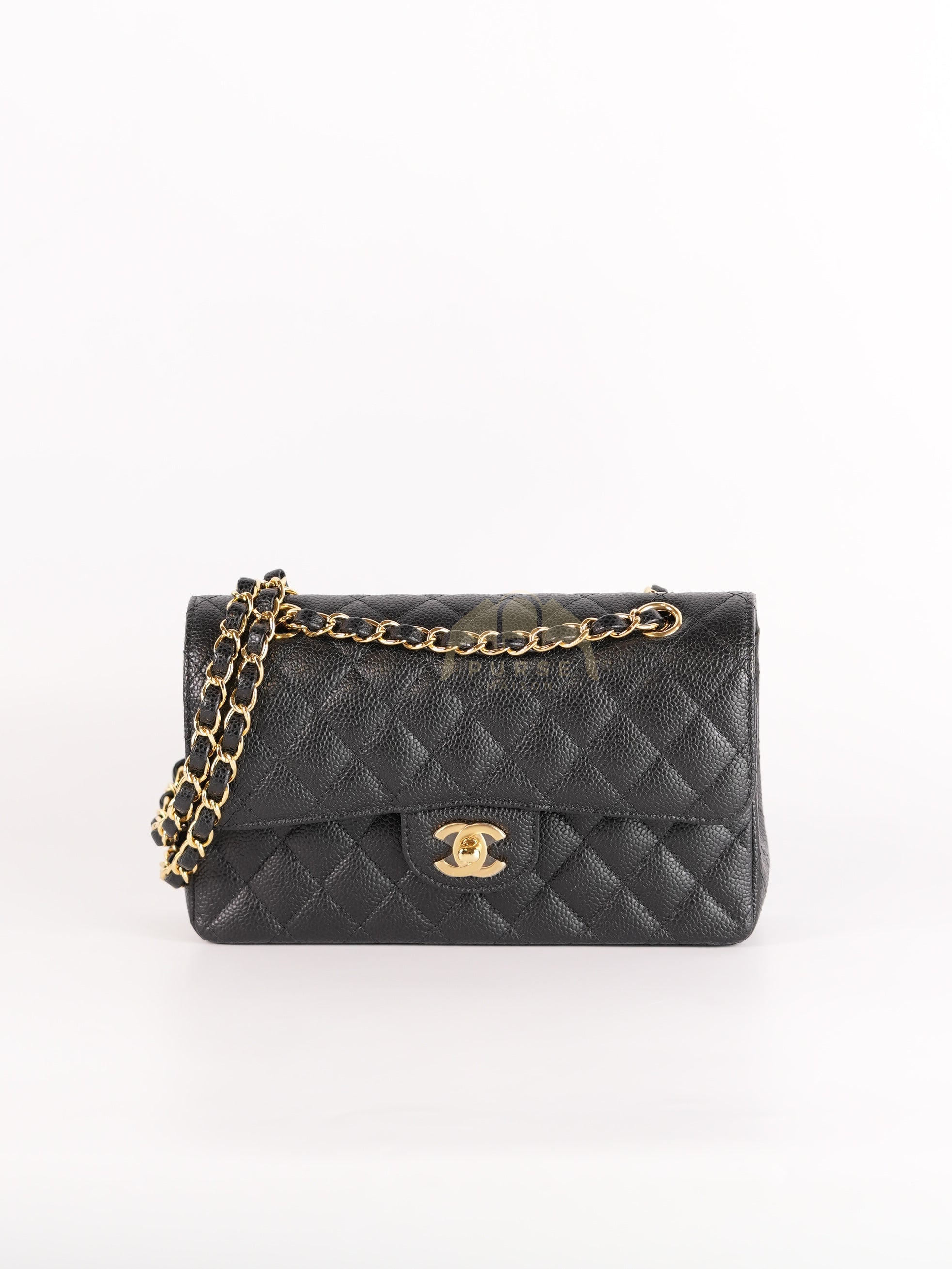 Classic Double Flap Small in Black Quilted Caviar Leather and Gold Hardware Series 29 | Purse Maison Luxury Bags Shop