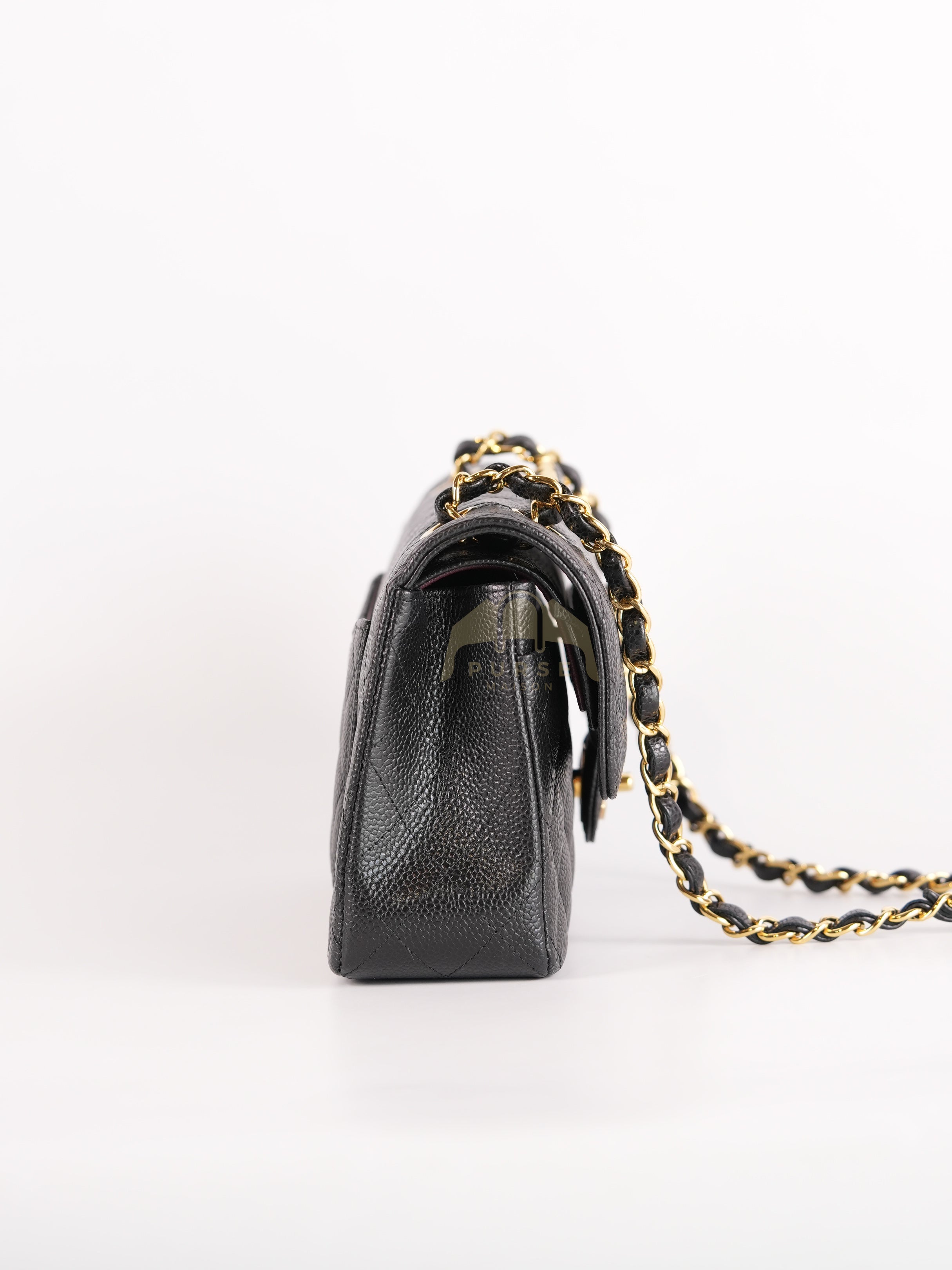 Classic Double Flap Small in Black Quilted Caviar Leather and Gold Hardware Series 29 | Purse Maison Luxury Bags Shop