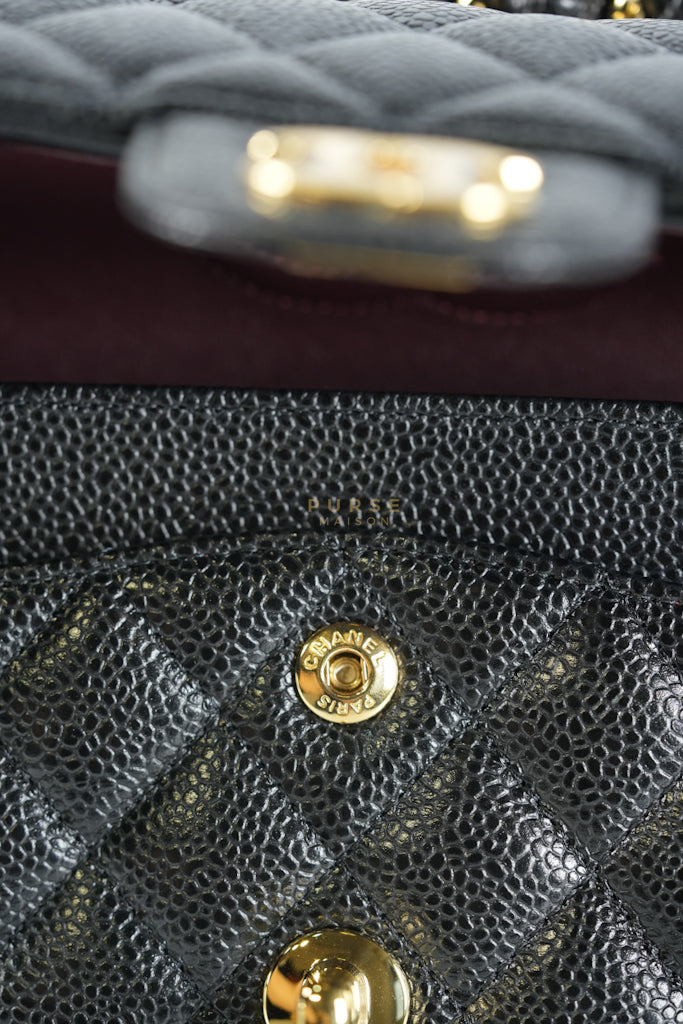 Classic Double Flap Small in Black Quilted Caviar Leather & Gold Hardware Microchip | Purse Maison Luxury Bags Shop