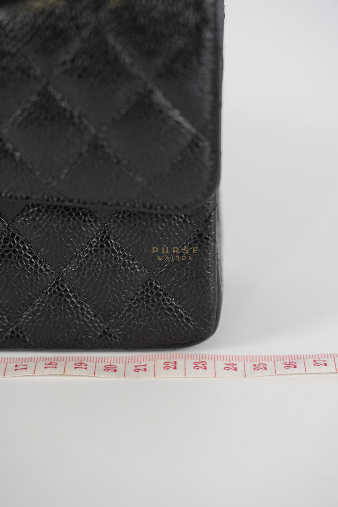 Classic Double Flap Small in Black Quilted Caviar Leather & Gold Hardware Microchip | Purse Maison Luxury Bags Shop