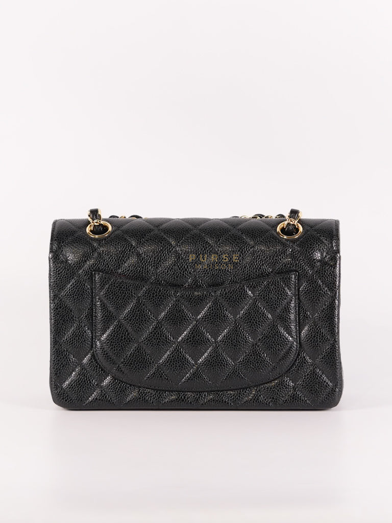 Classic Double Flap Small in Black Quilted Caviar Leather & Gold Hardware Microchip | Purse Maison Luxury Bags Shop