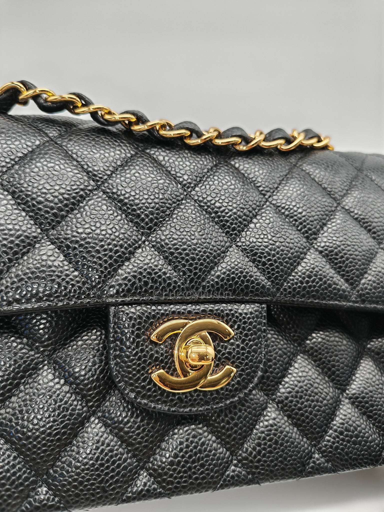 Classic Double Flap Small in Black Quilted Caviar Leather & Gold Hardware Series 30 | Purse Maison Luxury Bags Shop