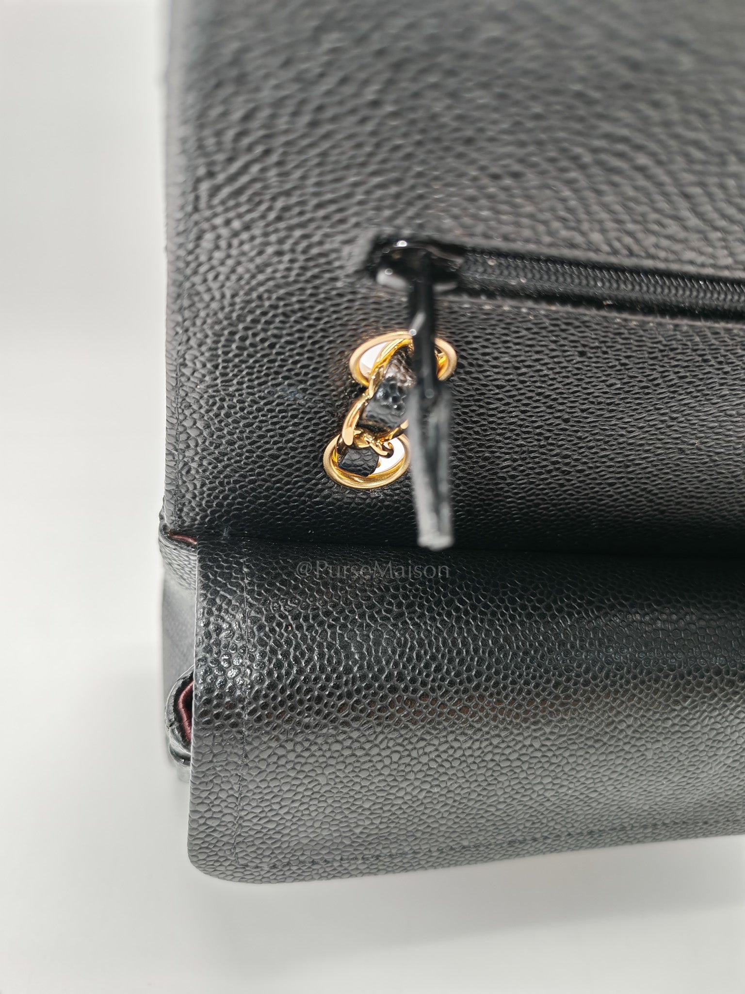 Classic Double Flap Small in Black Quilted Caviar Leather & Gold Hardware Series 30 | Purse Maison Luxury Bags Shop