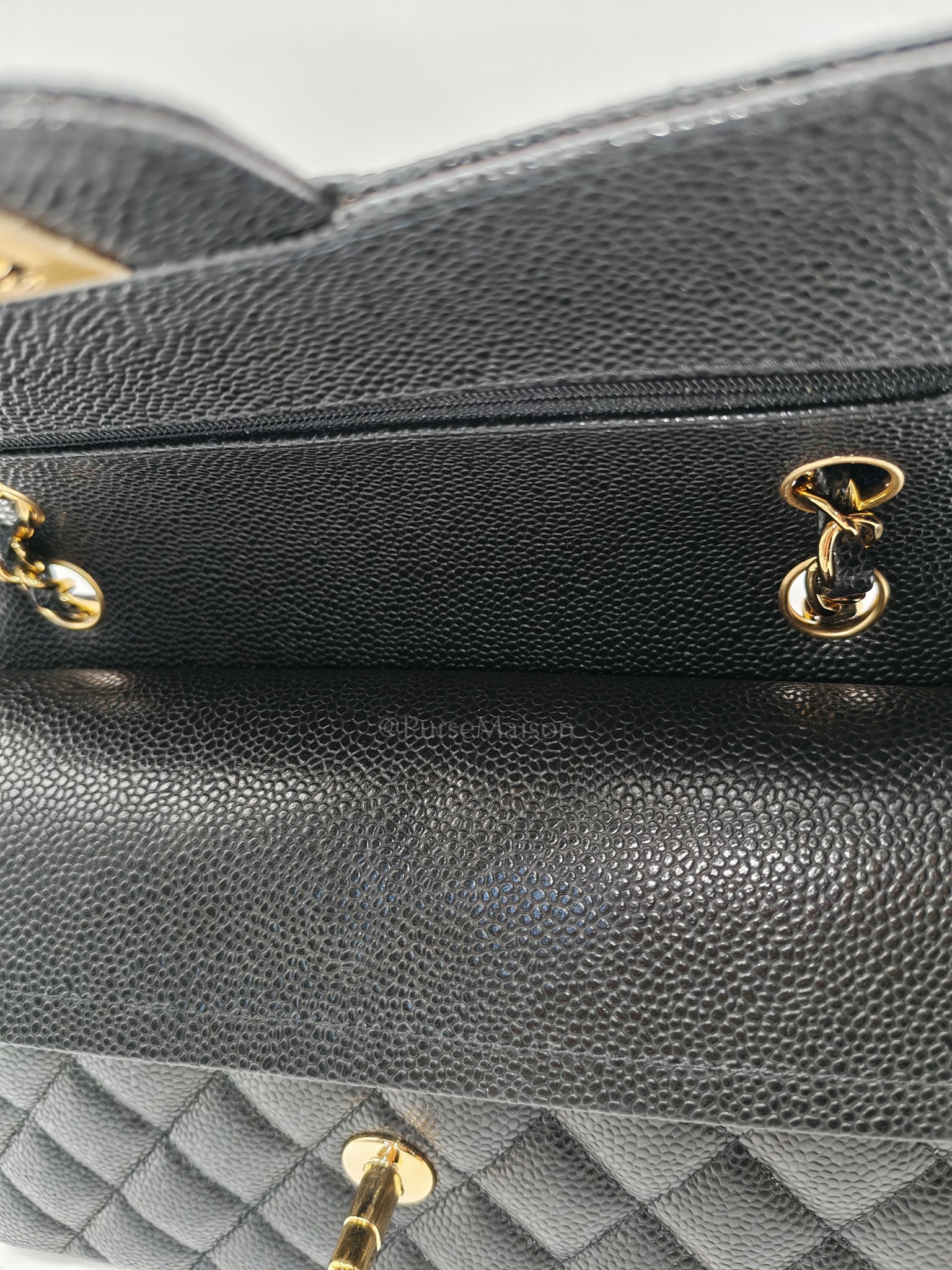 Classic Double Flap Small in Black Quilted Caviar Leather & Gold Hardware Series 30 | Purse Maison Luxury Bags Shop
