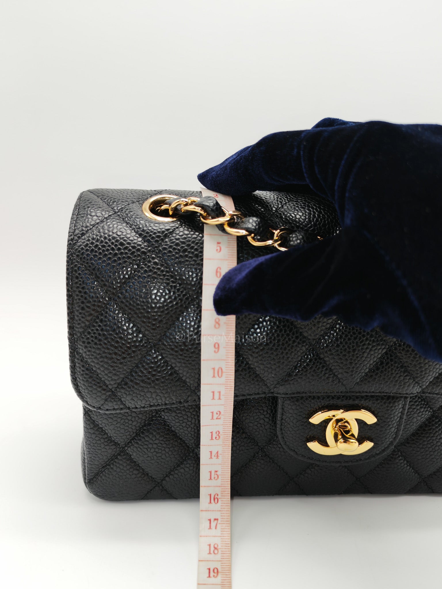 Classic Double Flap Small in Black Quilted Caviar Leather & Gold Hardware Series 30 | Purse Maison Luxury Bags Shop