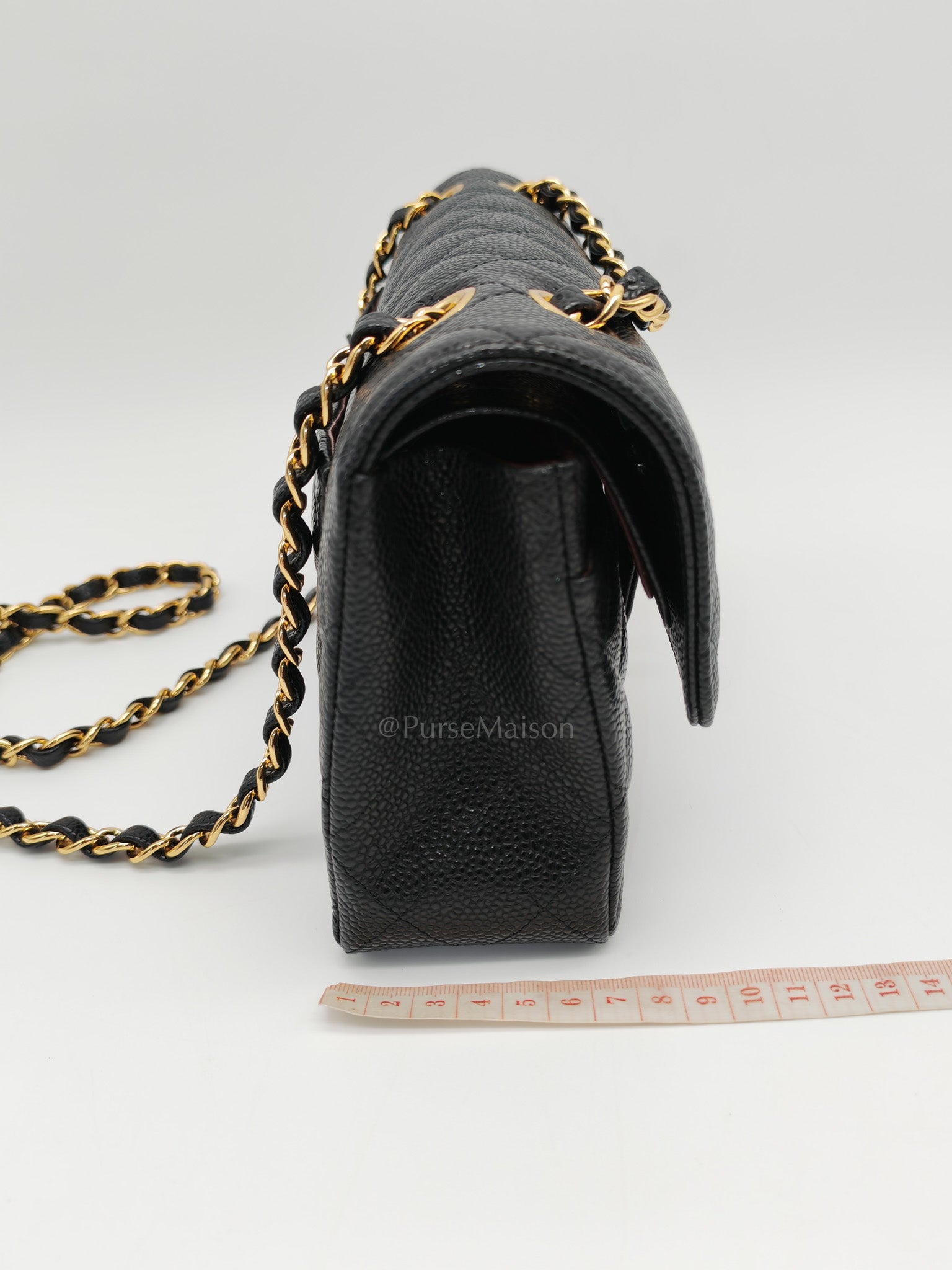 Classic Double Flap Small in Black Quilted Caviar Leather & Gold Hardware Series 30 | Purse Maison Luxury Bags Shop