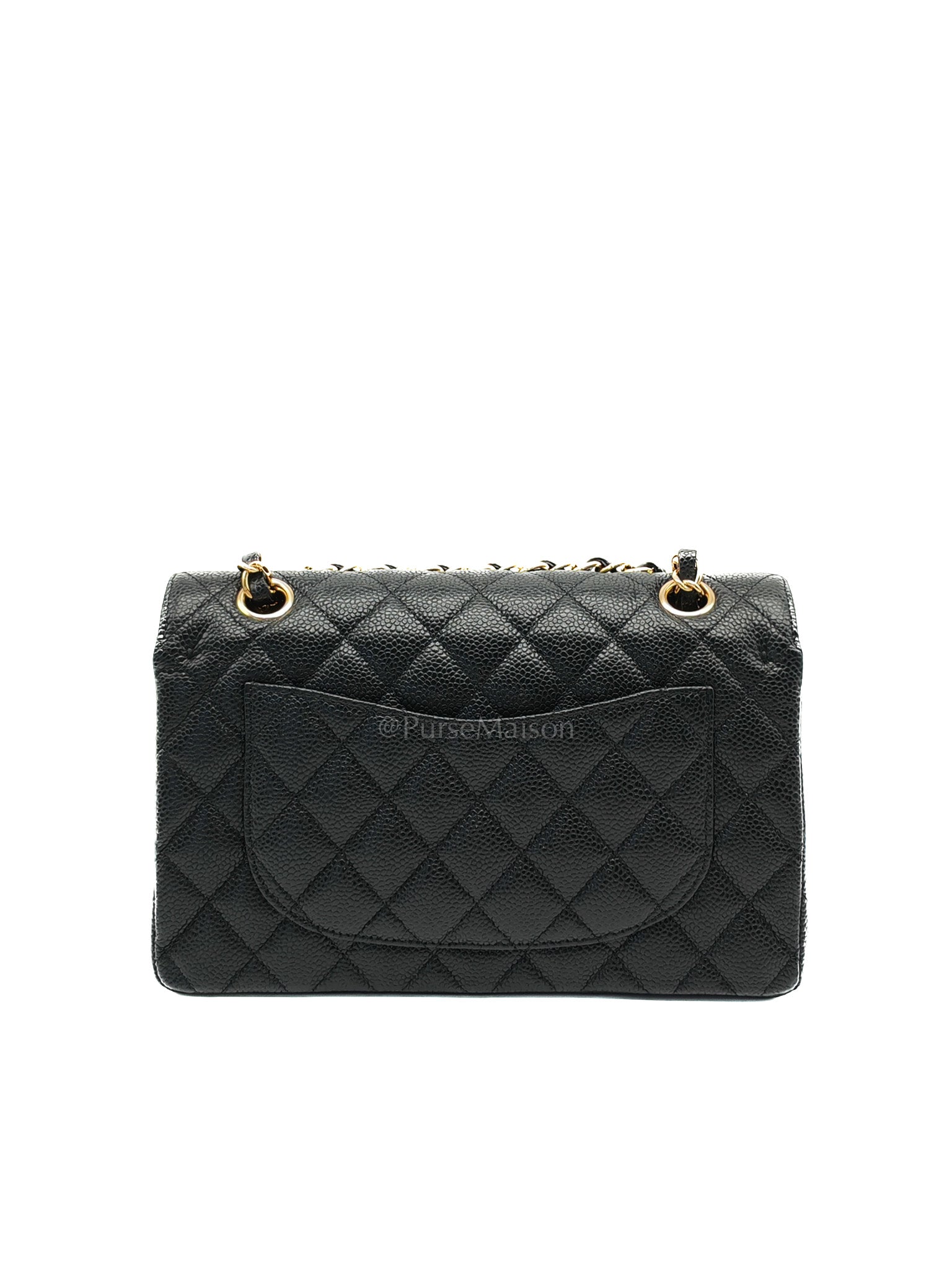 Classic Double Flap Small in Black Quilted Caviar Leather & Gold Hardware Series 30 | Purse Maison Luxury Bags Shop